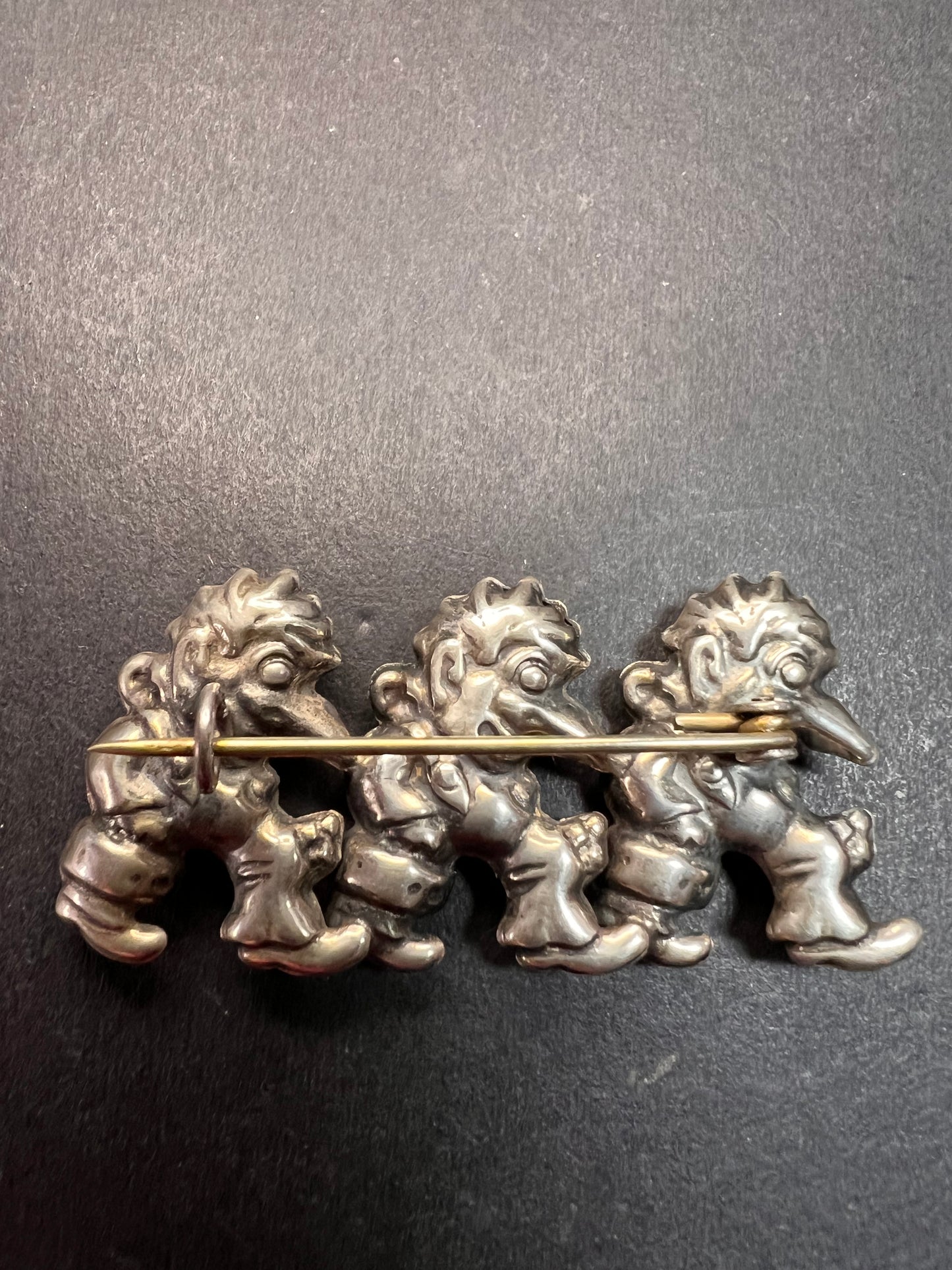 Rare vintage sterling silver Norwegian Norge troll brooch