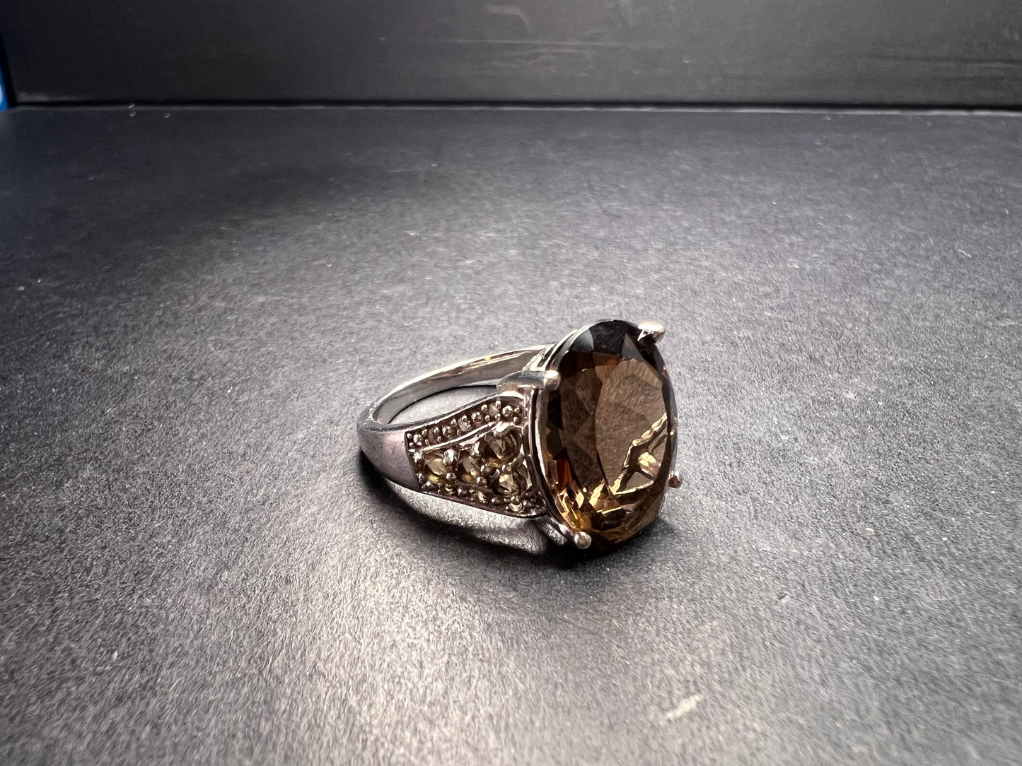 Smoky quartz Sterling silver ring size 8