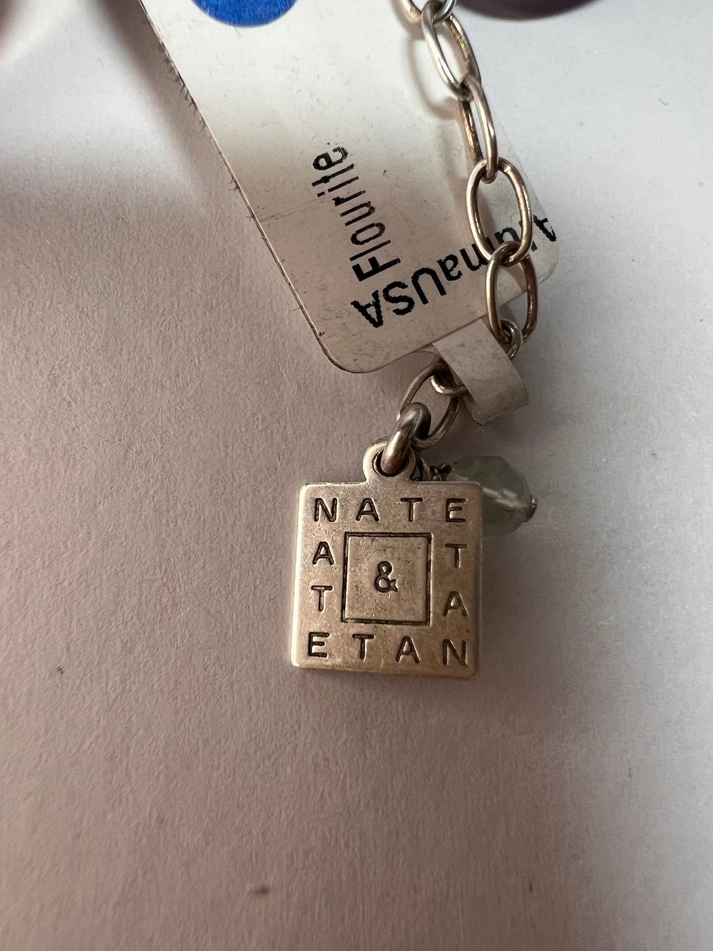 NEW Nate & Etan Fluorite double strand knotted necklace with sterling silver clasp