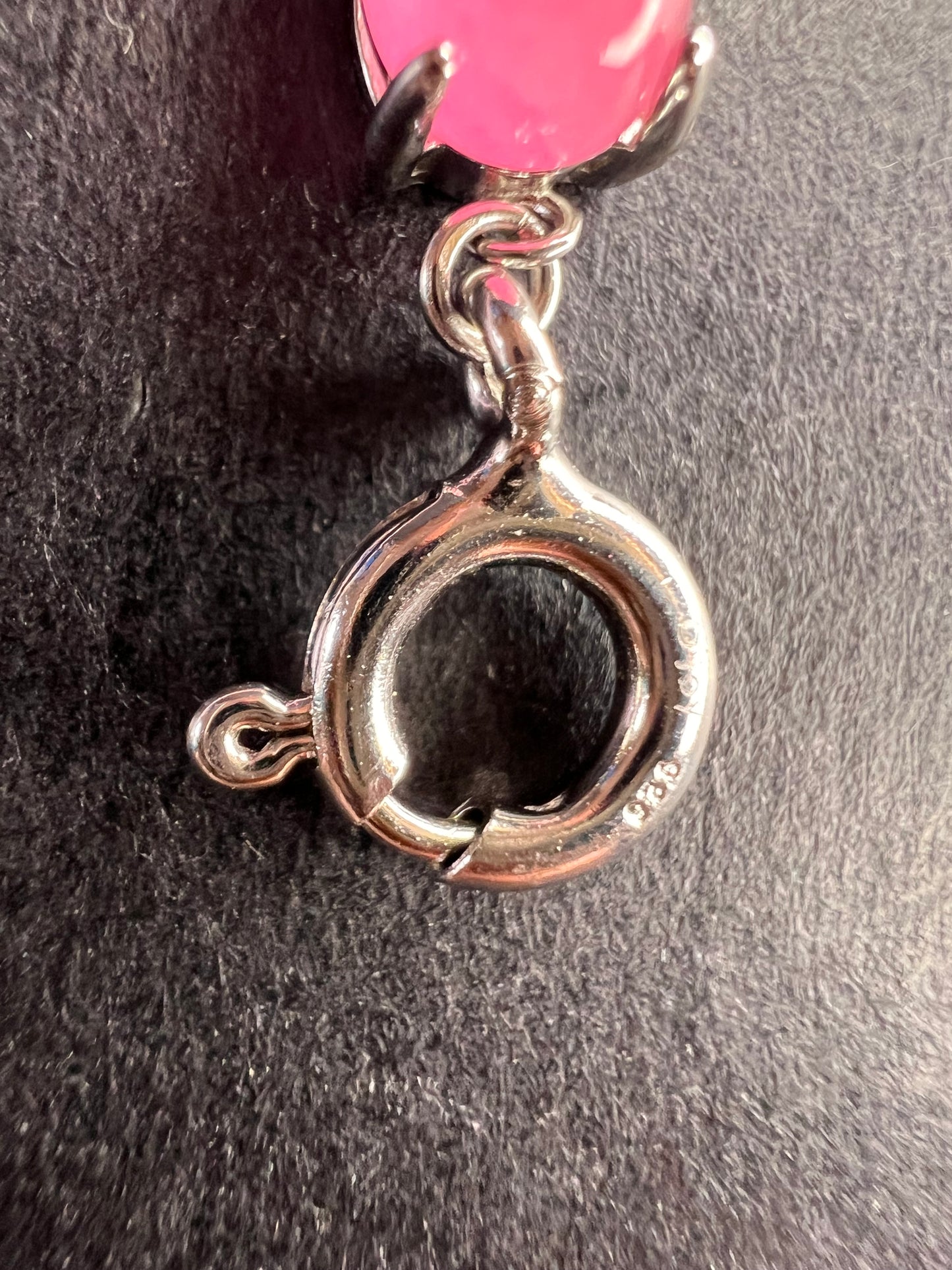 NEW Pink Jade sterling silver elephant tennis bracelet