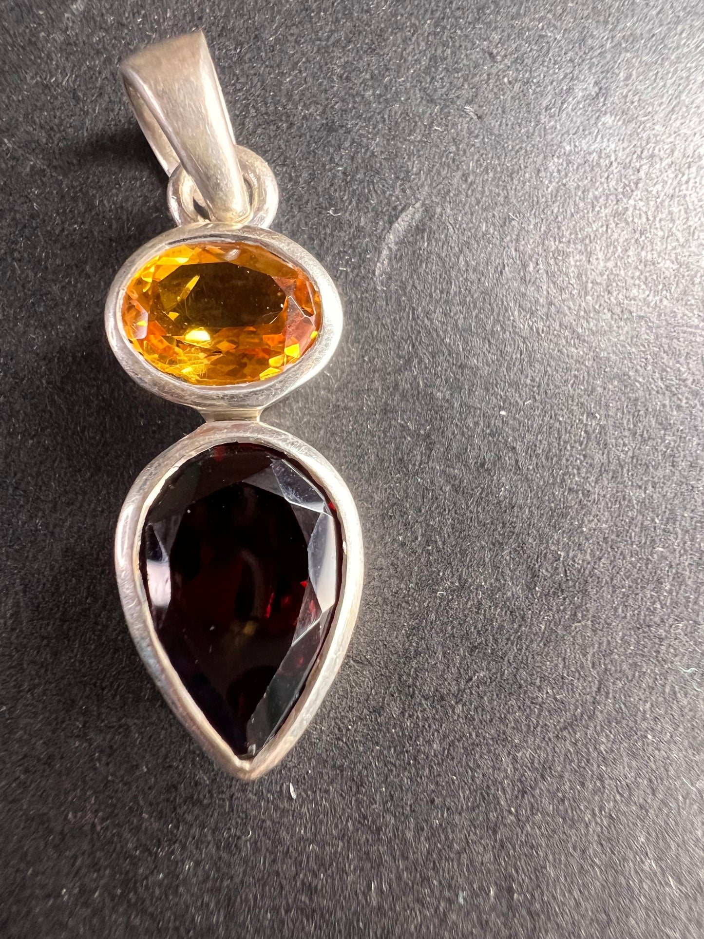 NEW citrine and garnet sterling silver pendant