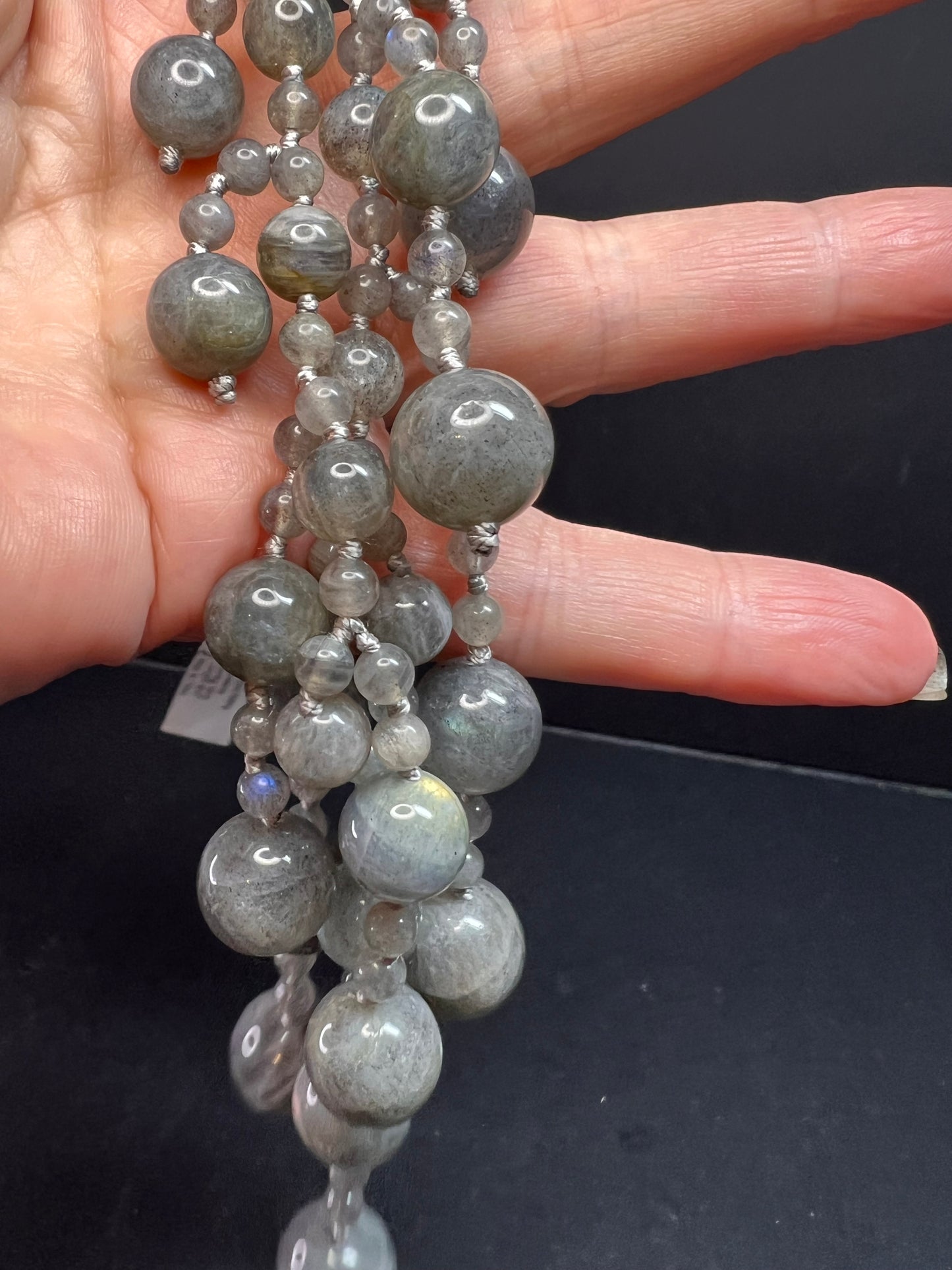 NEW labradorite bib statement necklace with sterling silver clasp