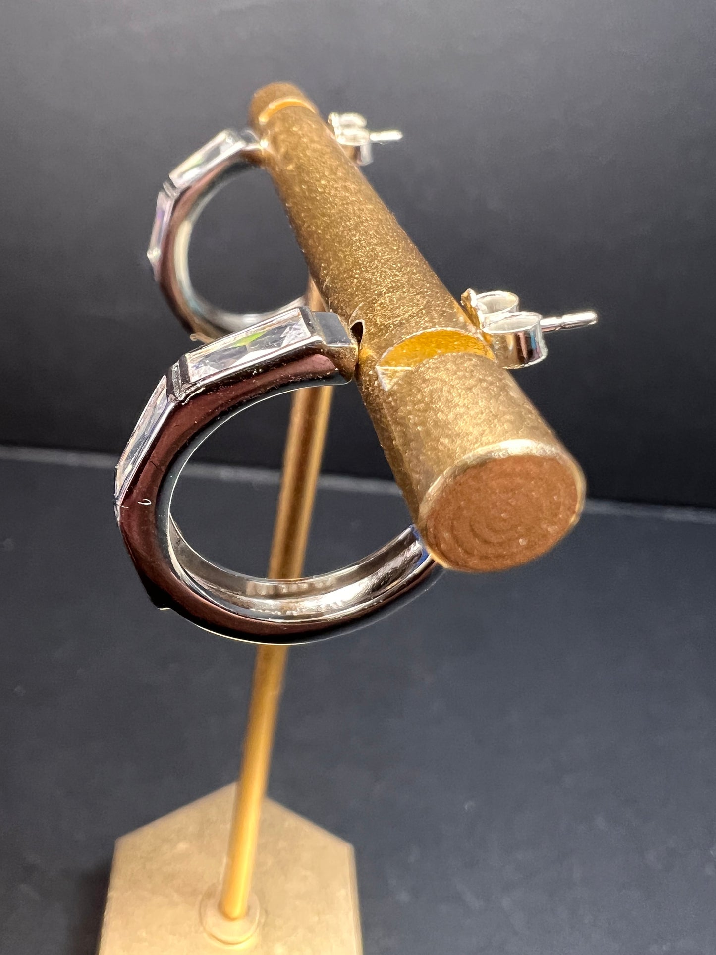 CZ half hoop earrings in sterling silver