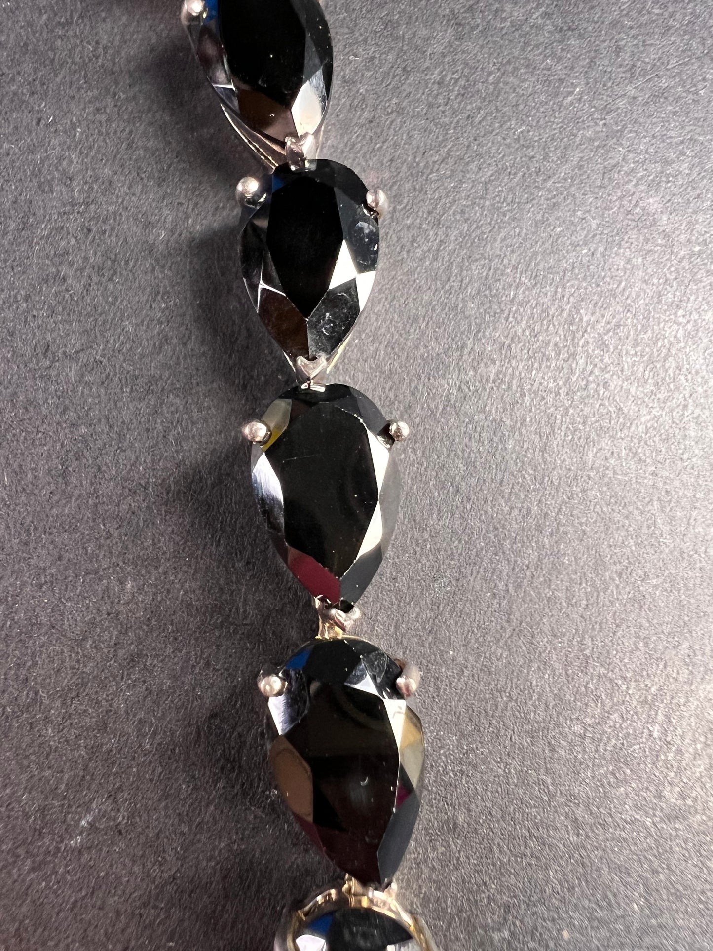 Chuck Clemency Black spinel sterling silver tennis bracelet 7.5 inches