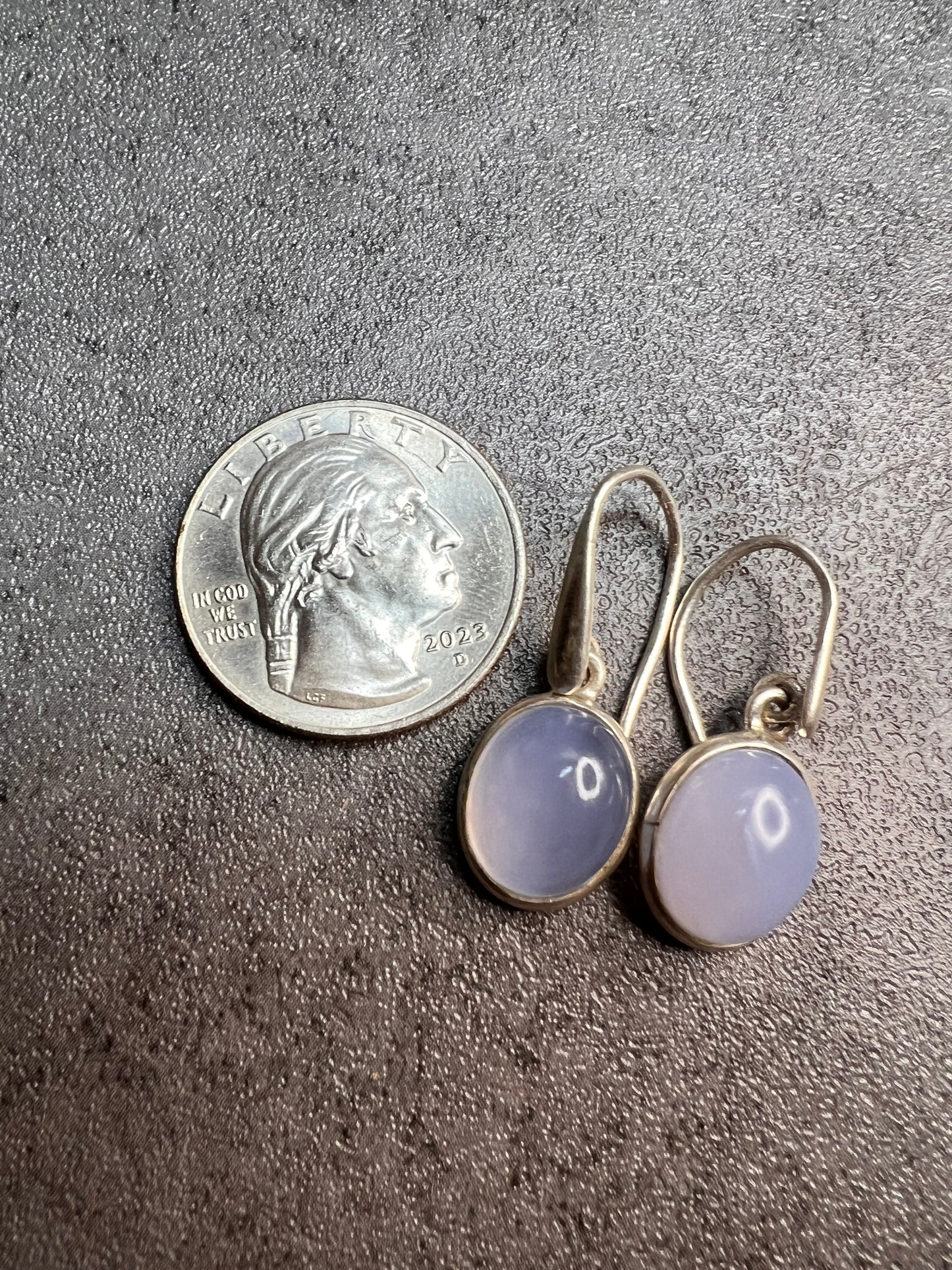NEW Blue chalcedony sterling silver drop earrings 4.34 grams