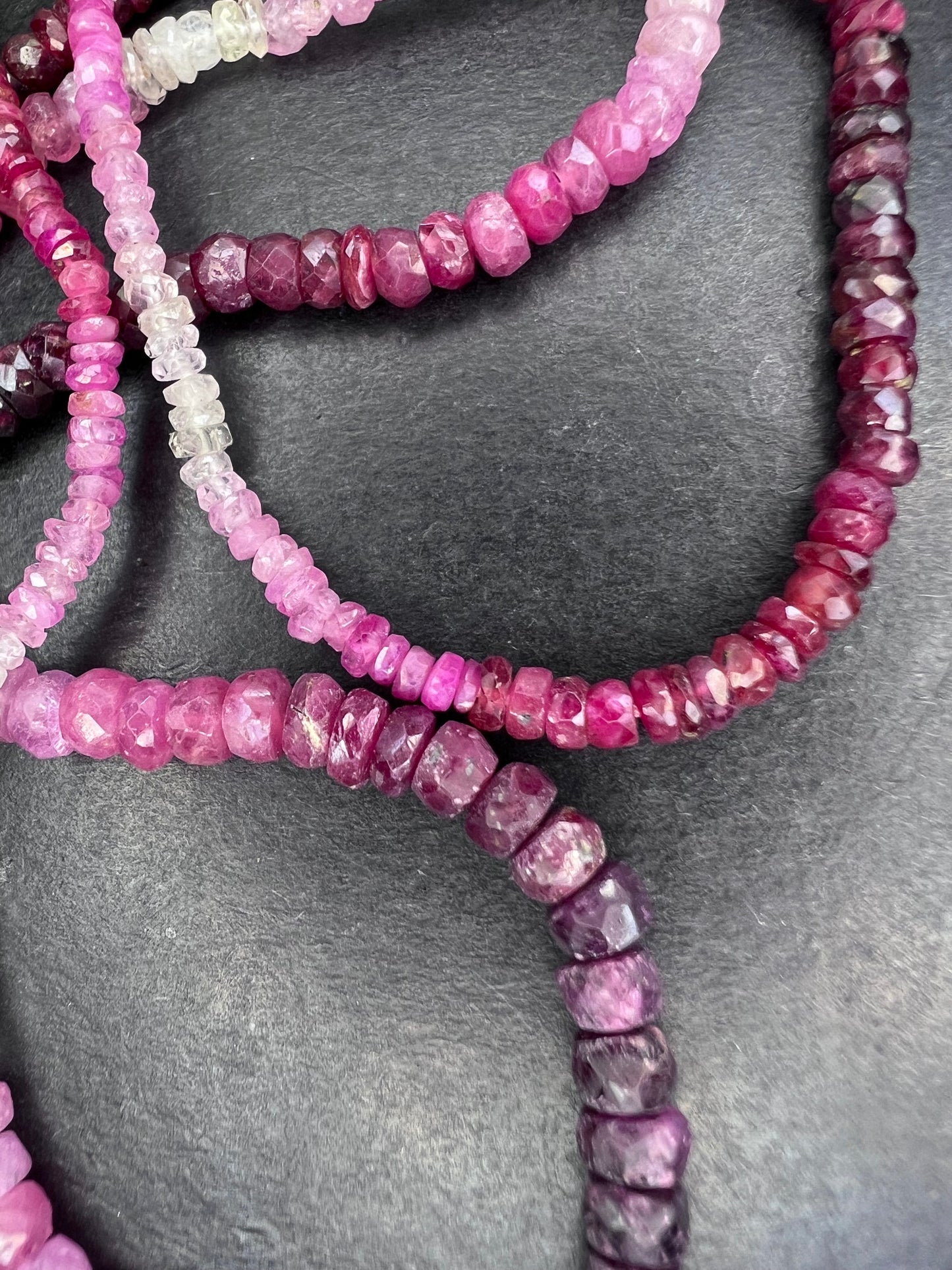 *NEW* Pink sapphire graduated faceted 20 inch necklace with sterling clasp.