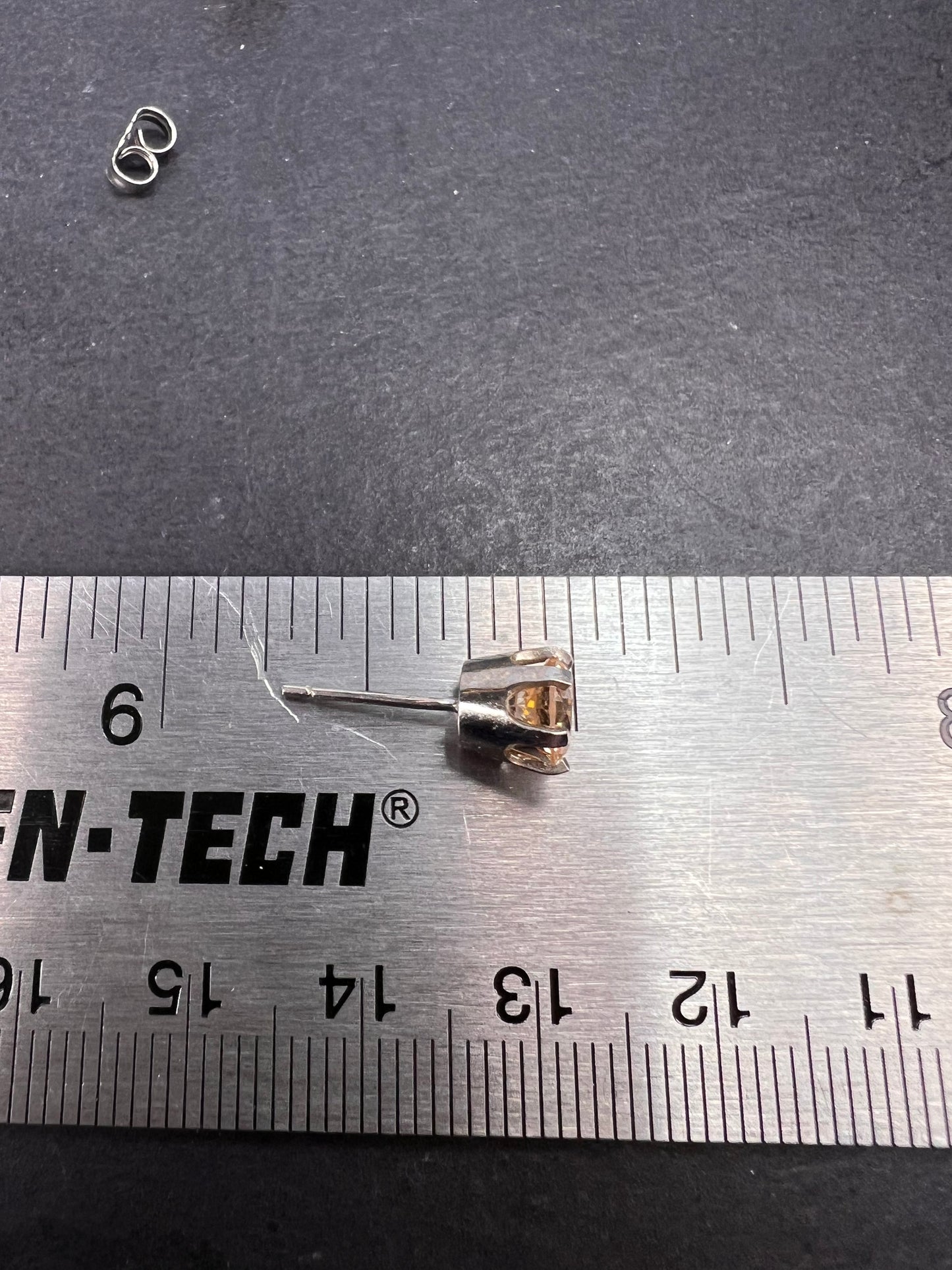 14k white gold champagne 2ctw CZ stud earrings 6.7mm