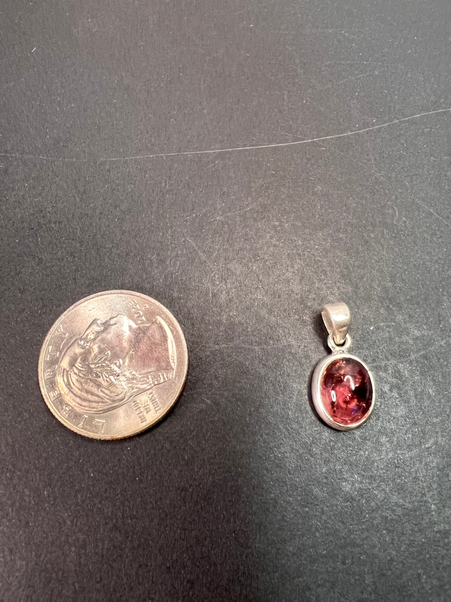 NEW Pink Tourmaline rubellite sterling silver pendant 1.90 grams