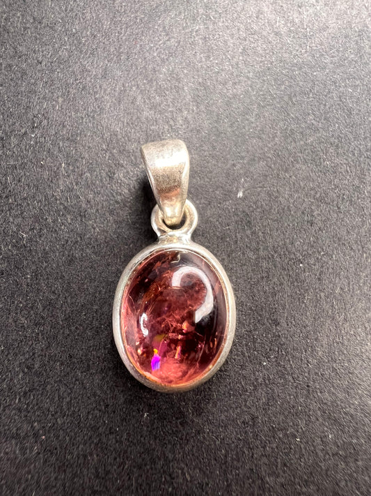 NEW Pink Tourmaline rubellite sterling silver pendant 1.90 grams