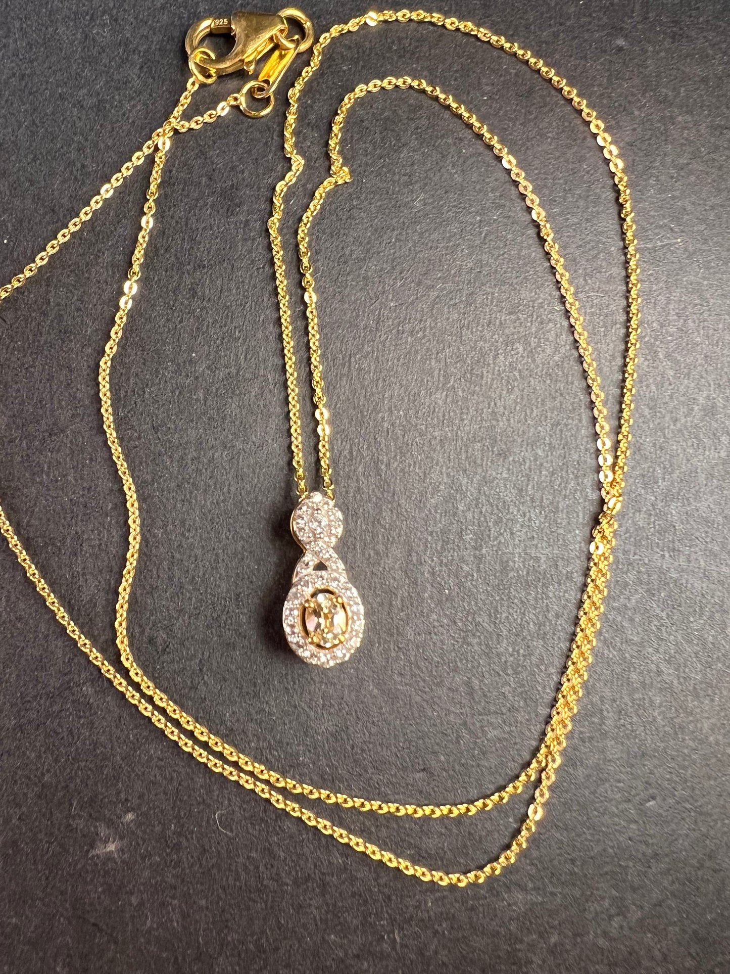 NEW Golden Imperial Topaz pendant necklace in vermeil yellow gold over sterling silver 20 inches
