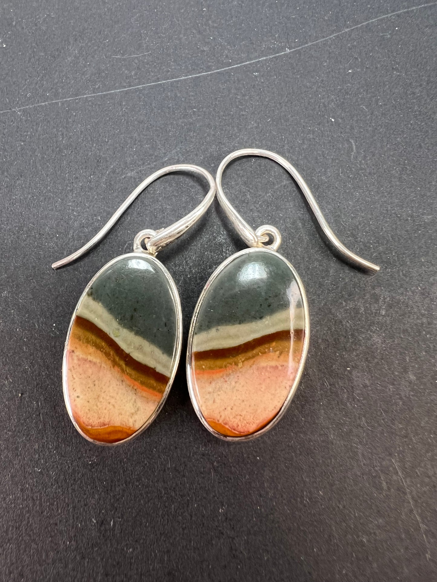 NEW Polychrome Jasper sterling silver dangle earrings 7.34 grams
