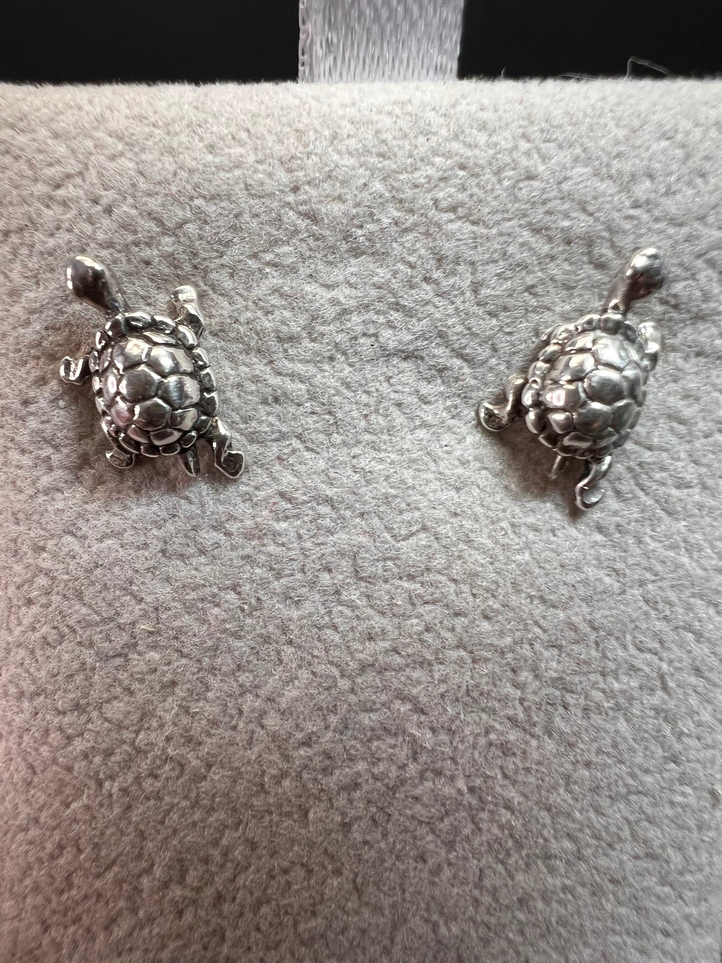 Tiny sterling silver turtle stud earrings