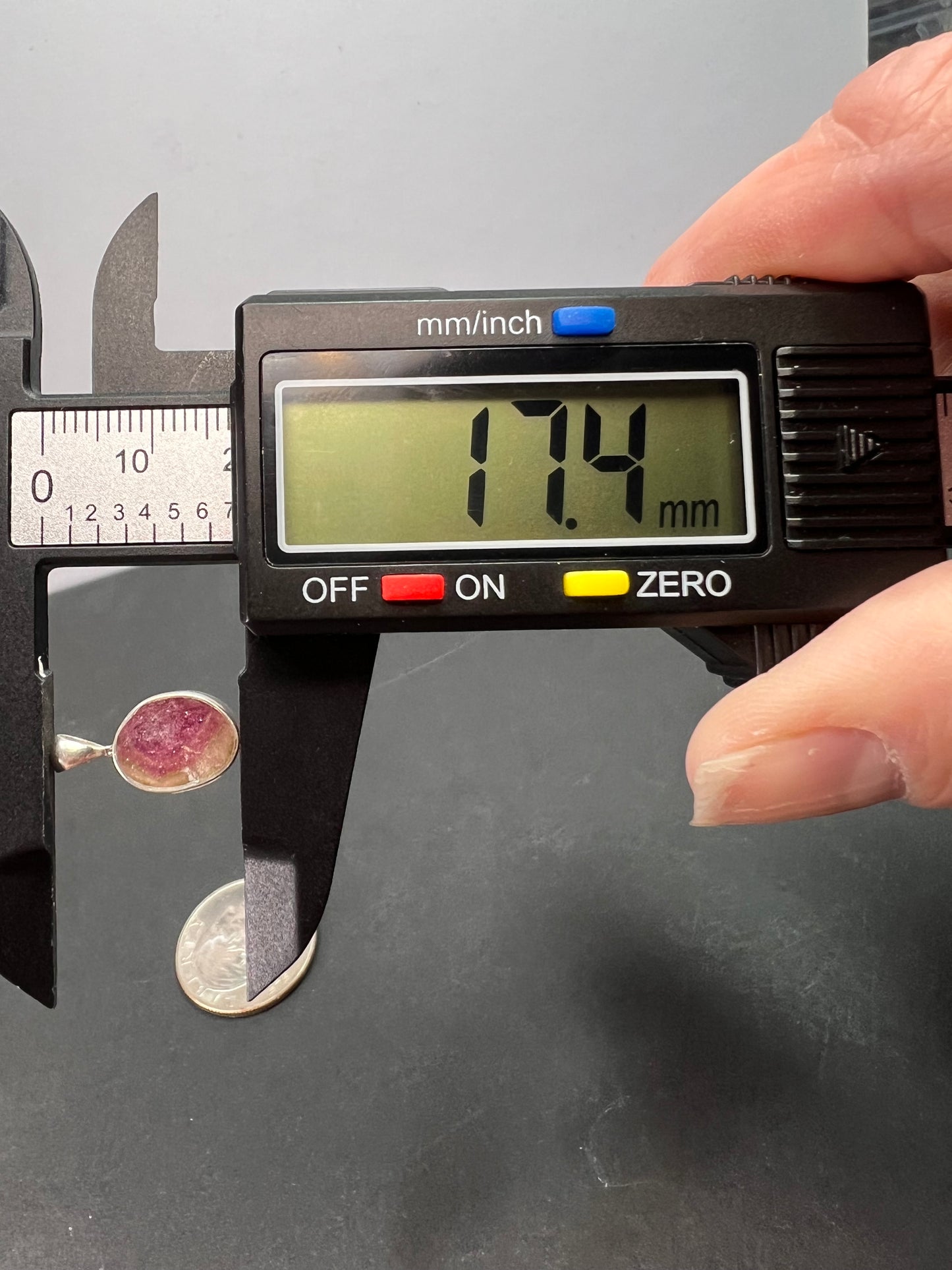 NEW Watermelon bi color sterling silver tourmaline pendant 1.32 grams