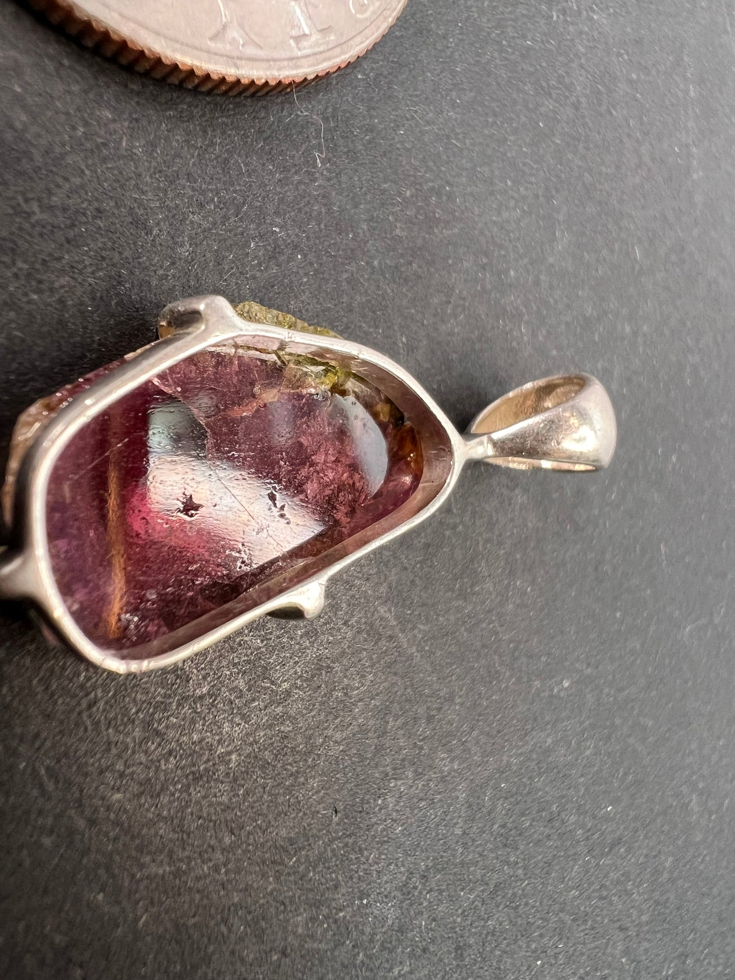 NEW Watermelon tourmaline sterling silver pendant 1.56 grams