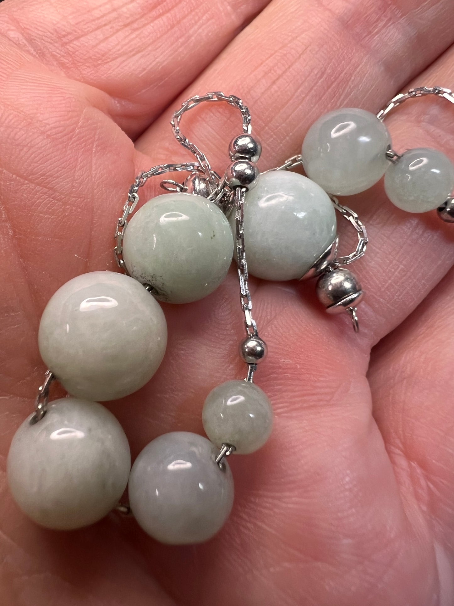 Burmese jade adjustable bolo sterling silver bracelet