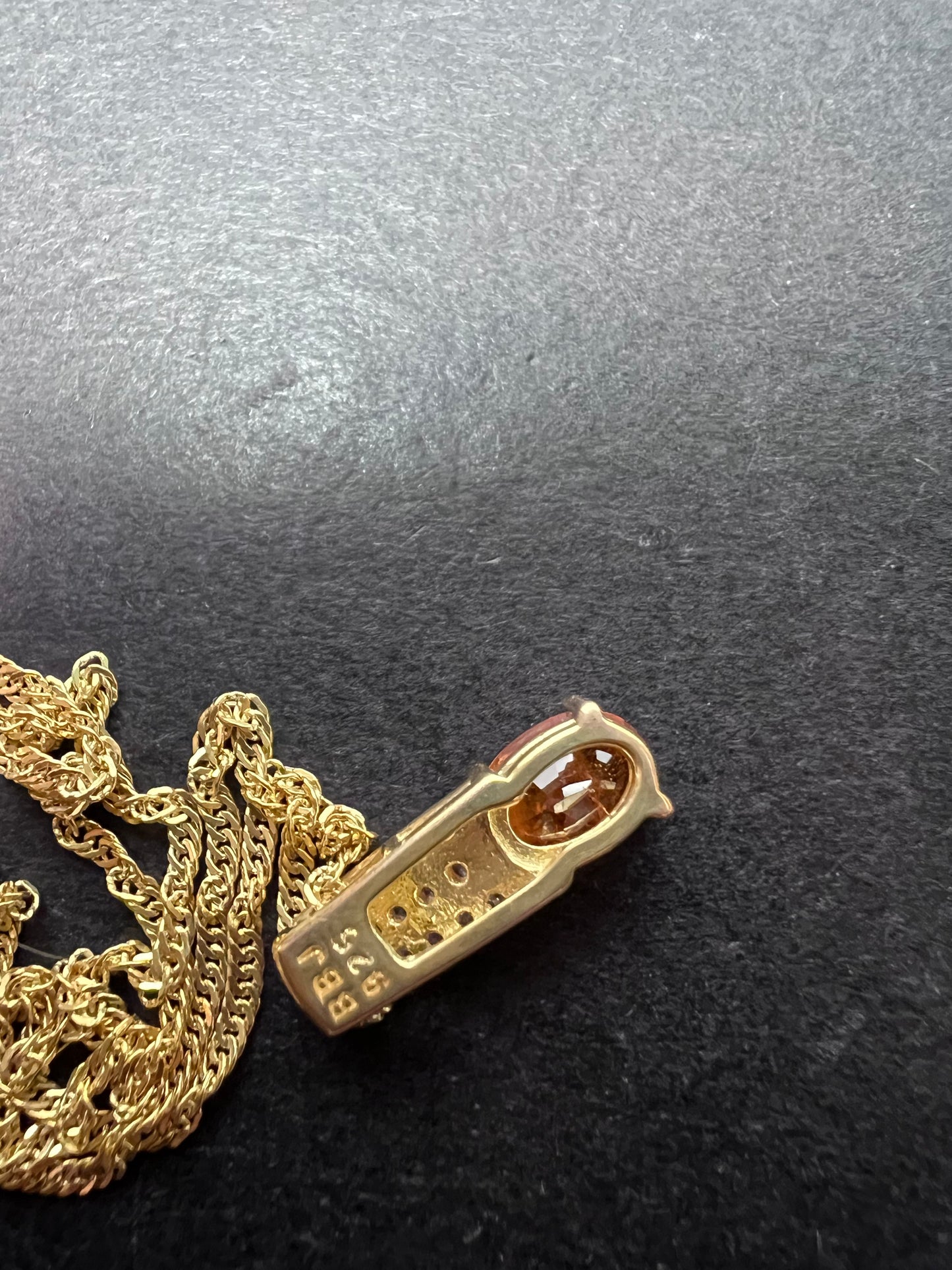 Orange Mandarin Garnet 18K Yellow Gold Over Silver Pendant With Chain 1.02ctw *NEW*