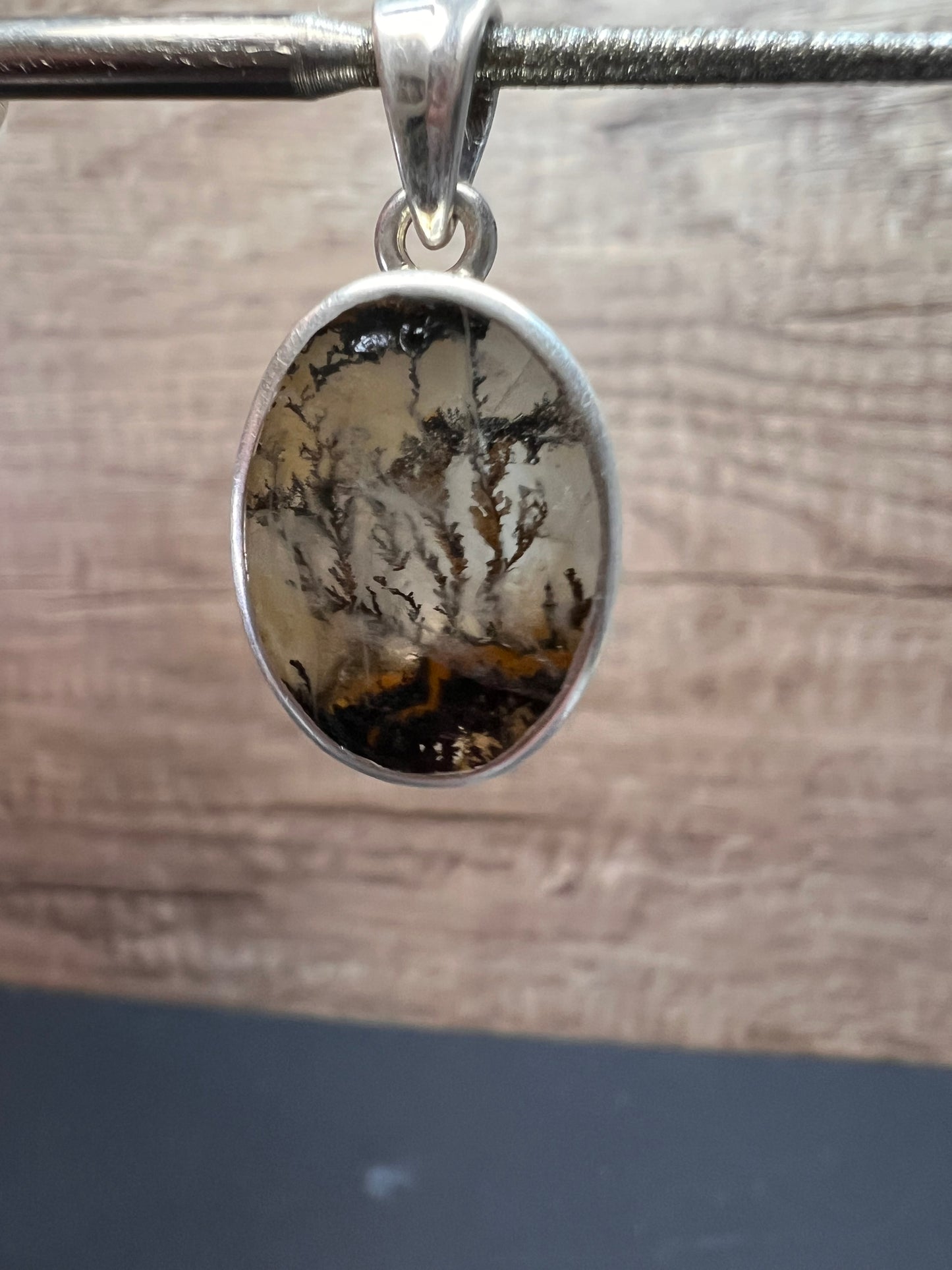 NEW Dendretic agate gemstone sterling silver pendant