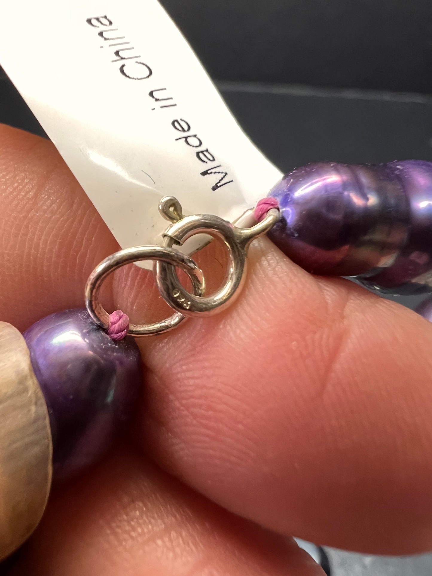 NEW purple pearls and amethyst necklace with sterling silver clasp