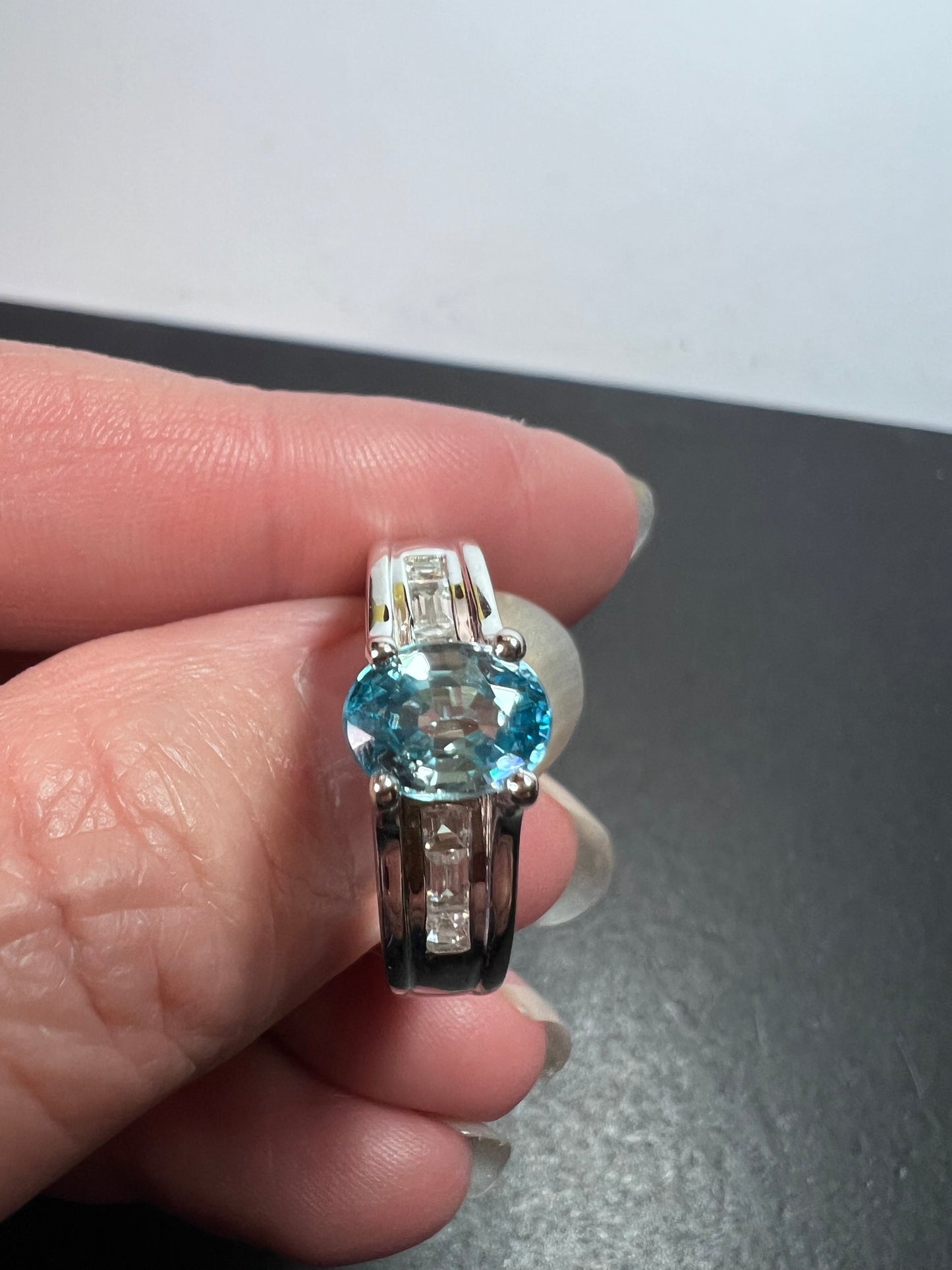 Blue & White Topaz Ring | Sterling Silver Ring size 10