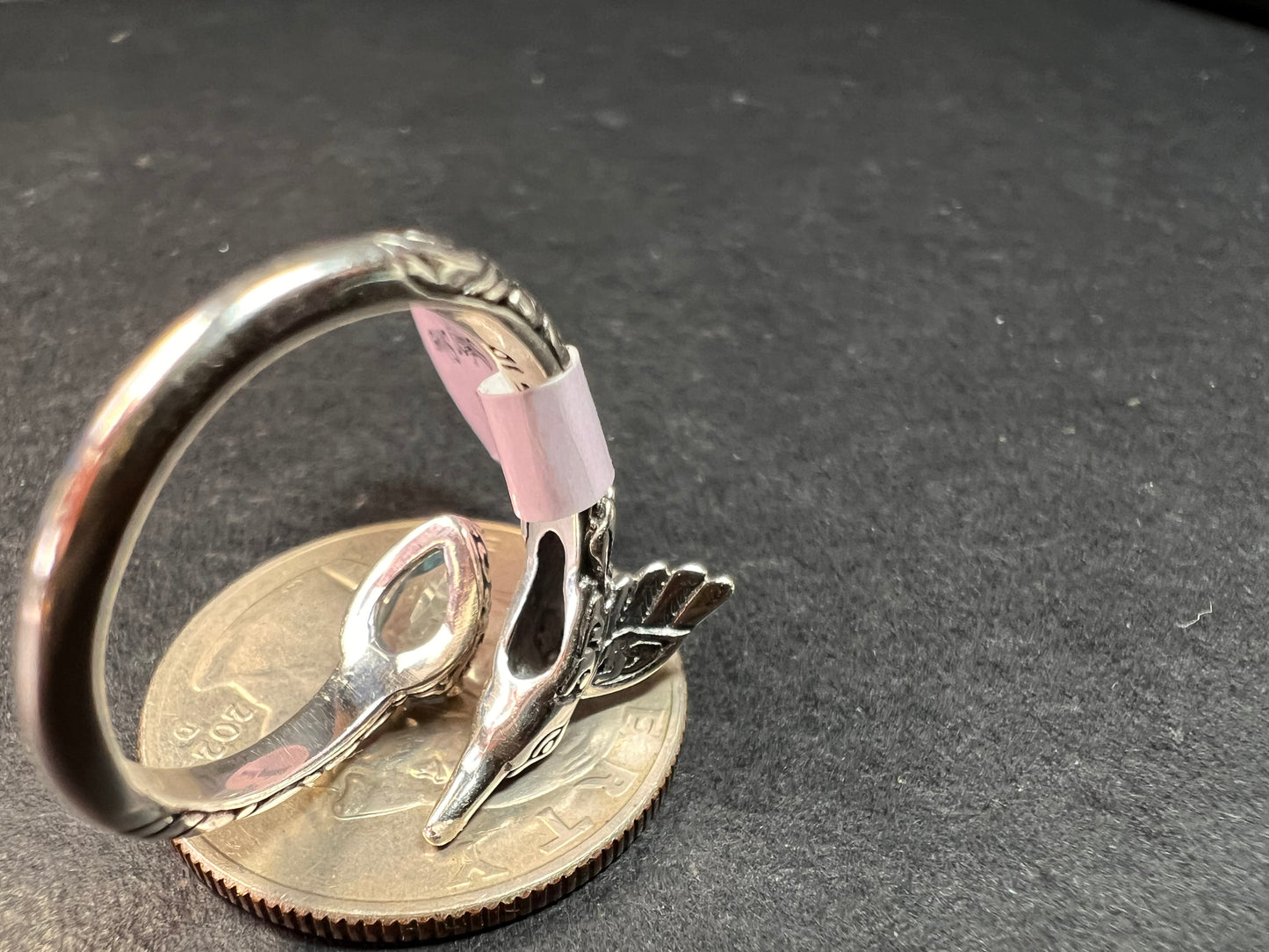 NEW Blue topaz hummingbird Bali sterling silver ring size 7