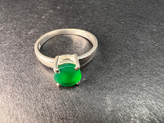 Green onyx sterling silver solitaire ring size 9