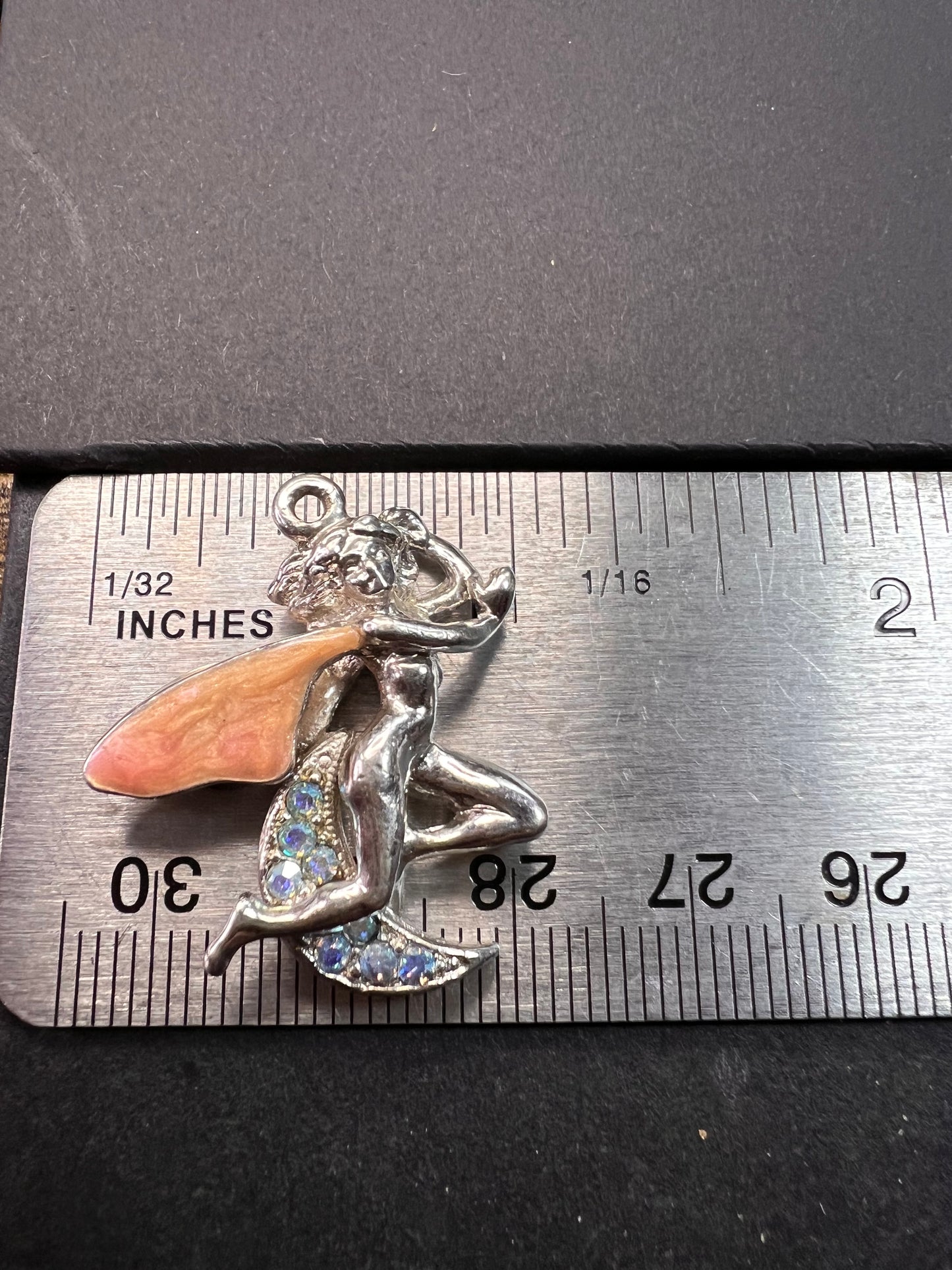 Vintage Kirk’s Folly Fairy Moon Pendant Aurora Borealis Rhinestones