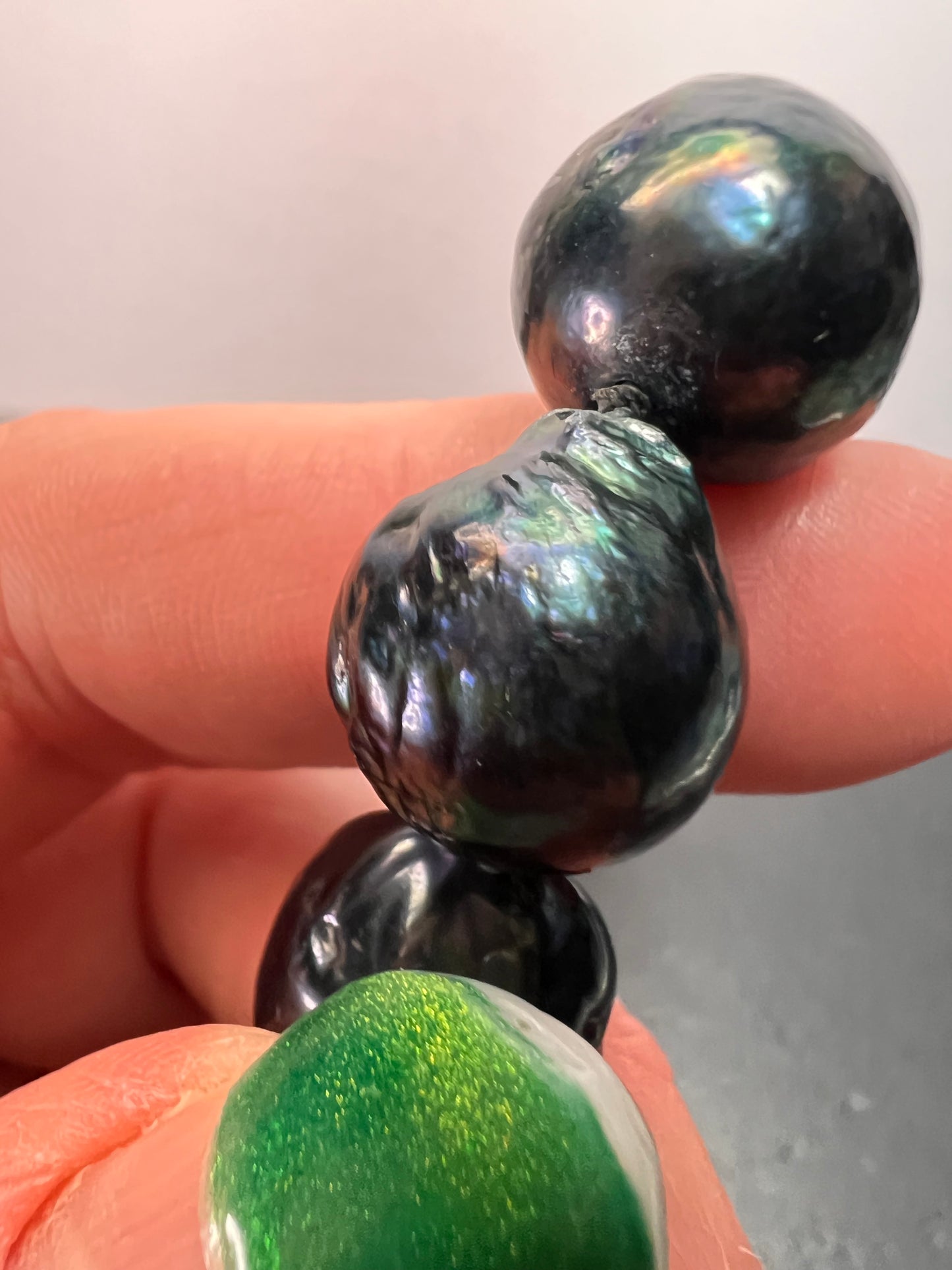 13mm Tahitian peacock baroque pearl 22 inch necklace with sterling silver clasp