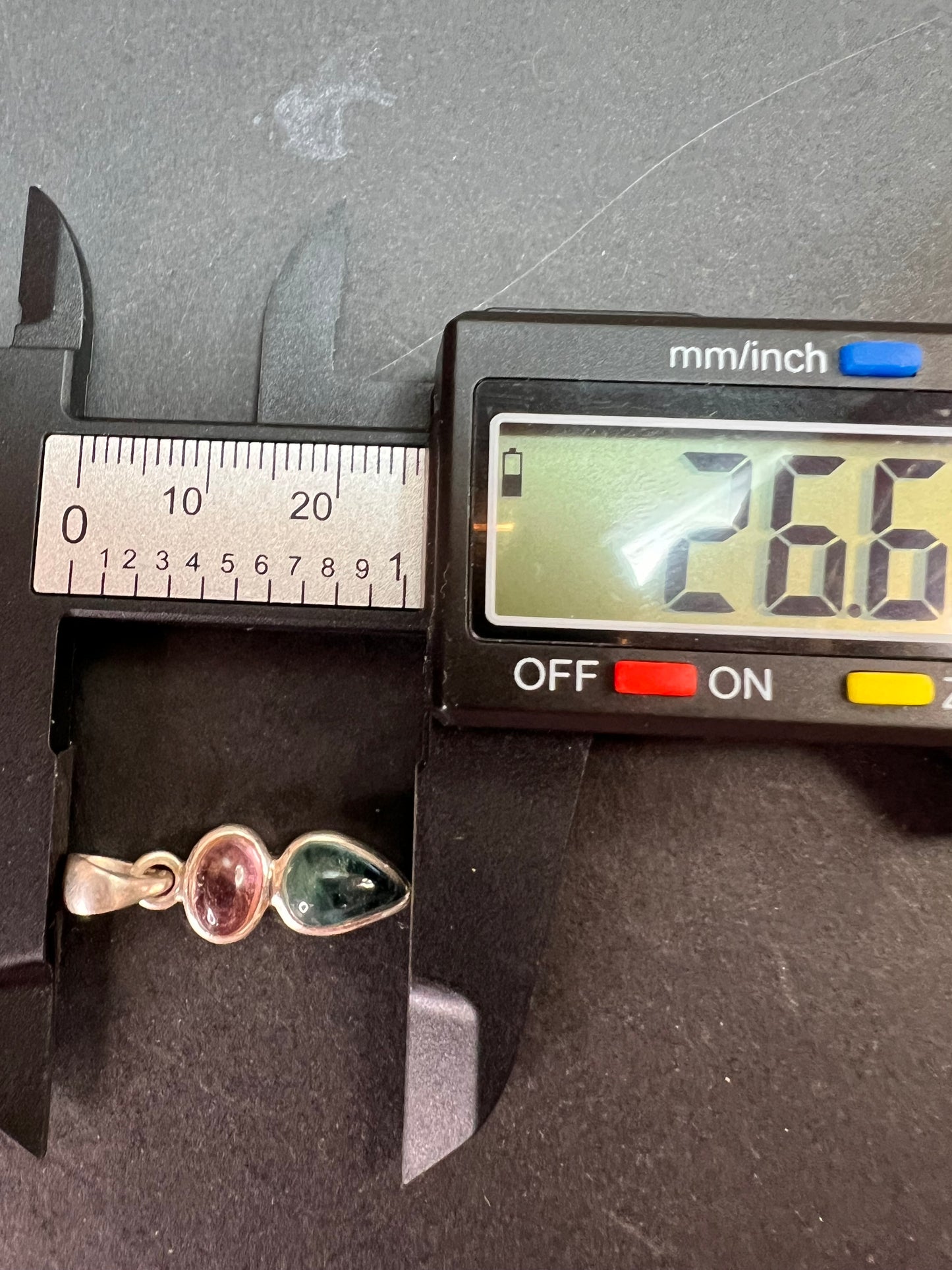 NEW Pink and blue indicolite tourmaline sterling silver pendant 2.13 grams