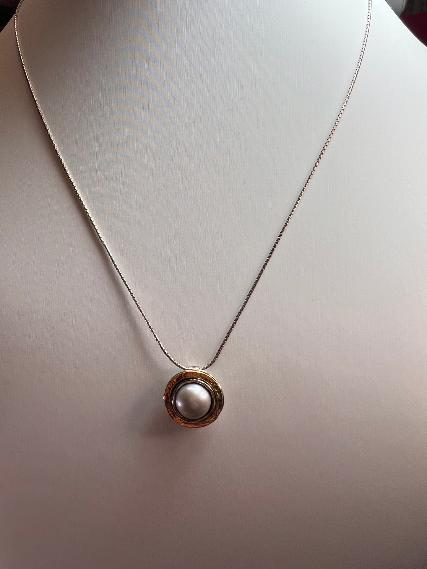 Silver Cultured Freshwater Pearl Sterling Silver With 14k Yellow Gold Over Accent Necklace