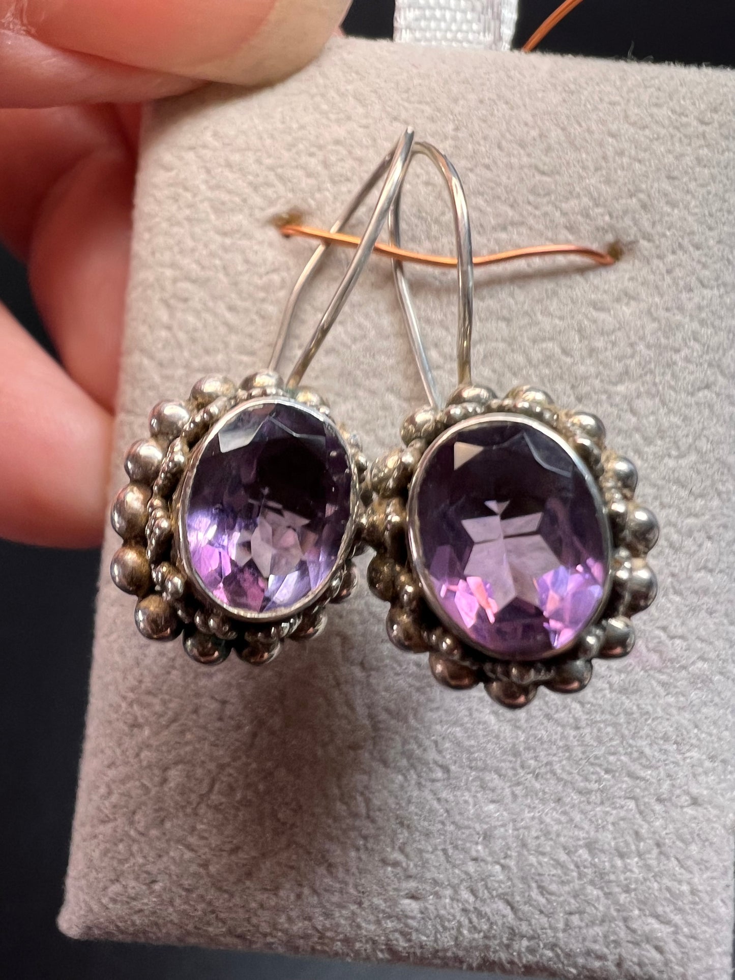 Vintage Suarti Bali sterling silver amethyst earrings
