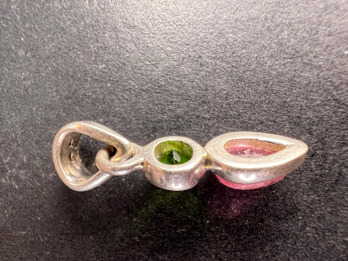 NEW Pink tourmaline and chrome diopside sterling silver pendant 1.47 grams