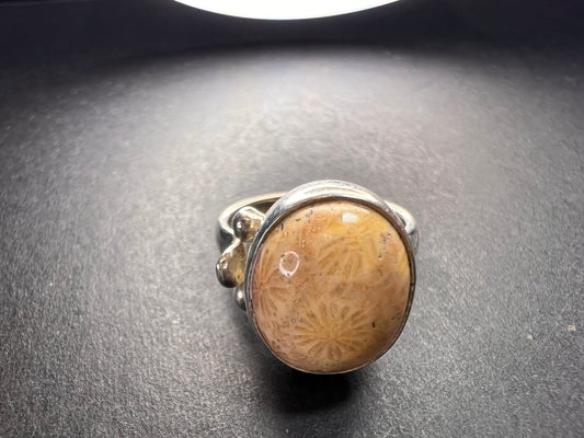 Sajen fossil coral sterling silver ring size 7