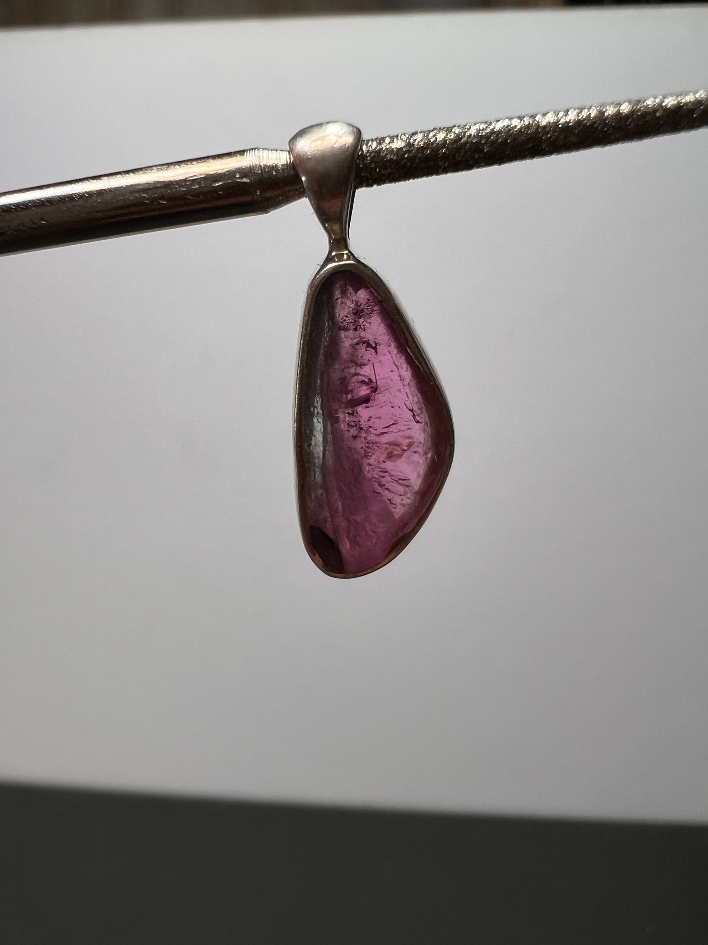 NEW Bi color pink tourmaline sterling silver pendant 1.37 grams