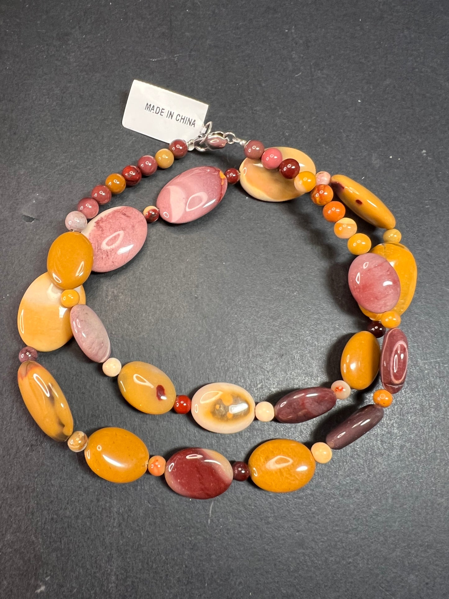 NEW Mookaite Jasper 24 inch necklace with sterling silver clasp