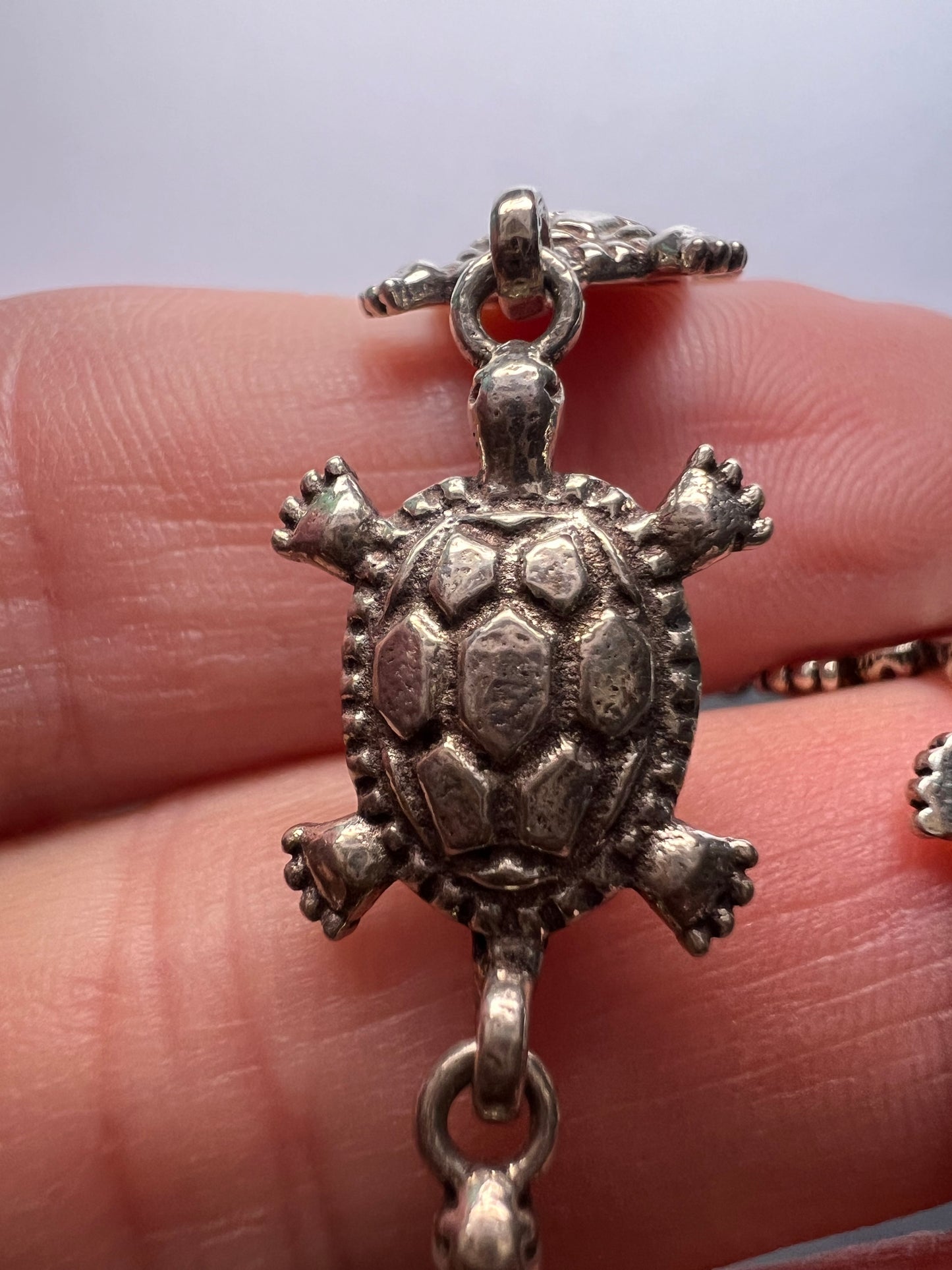 Vintage sterling silver turtles bracelet