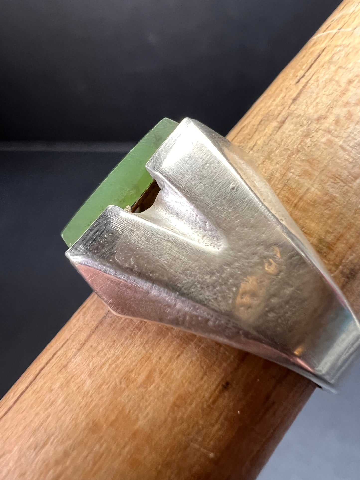 Vintage Nephrite Jade Pa Ha Company Sterling silver ring size 9