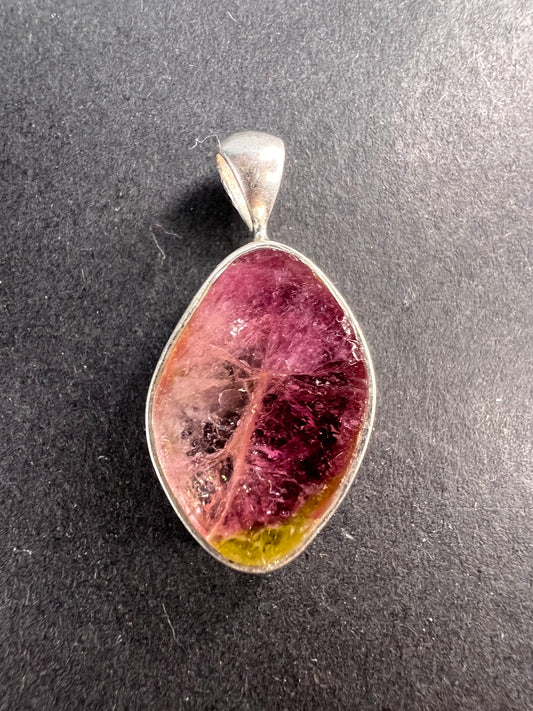 NEW Watermelon pink tourmaline sterling silver pendant 2.51 grams