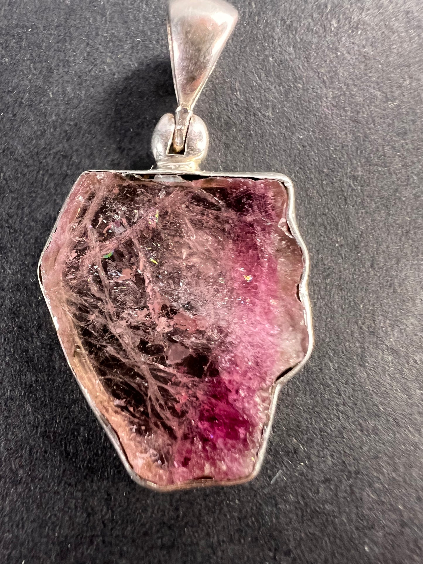 NEW Pink bi color tourmaline sterling silver pendant 2.79 grams