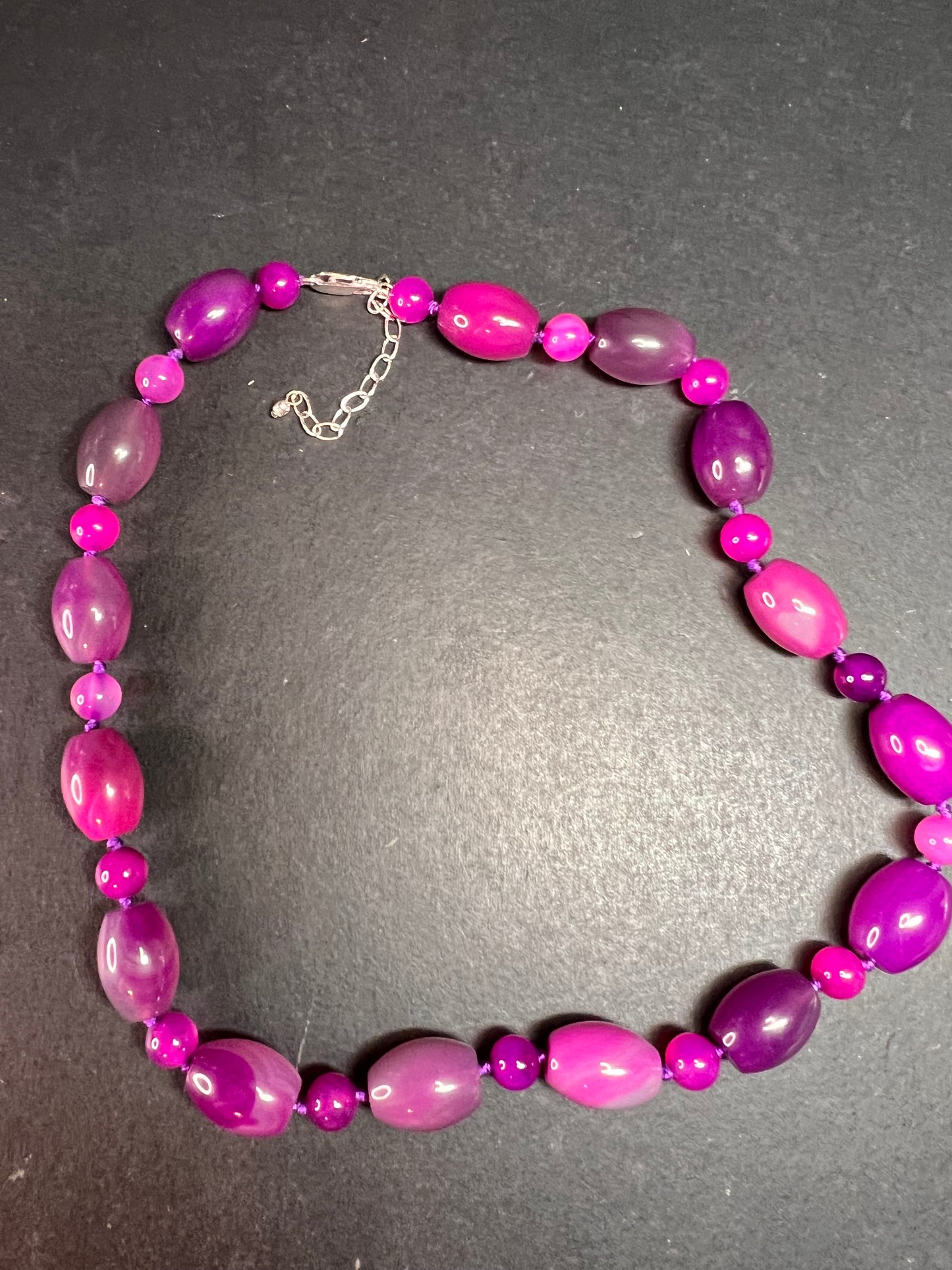 NEW purple agate 18 inch necklace with sterling silver clasp