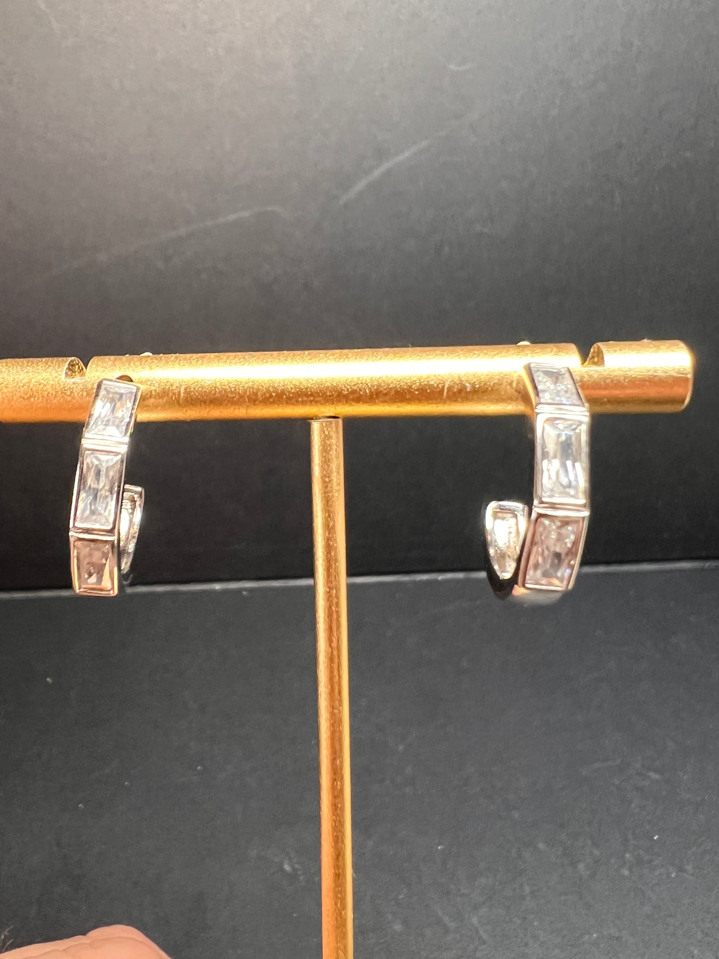 CZ half hoop earrings in sterling silver