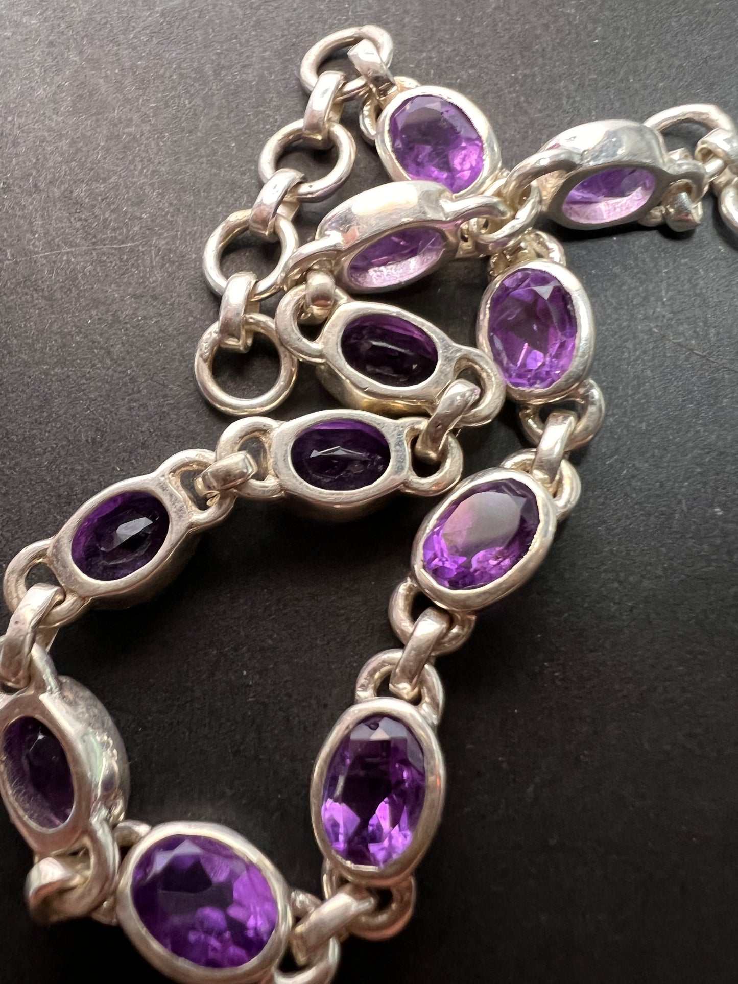 NEW sterling silver amethyst link bracelet