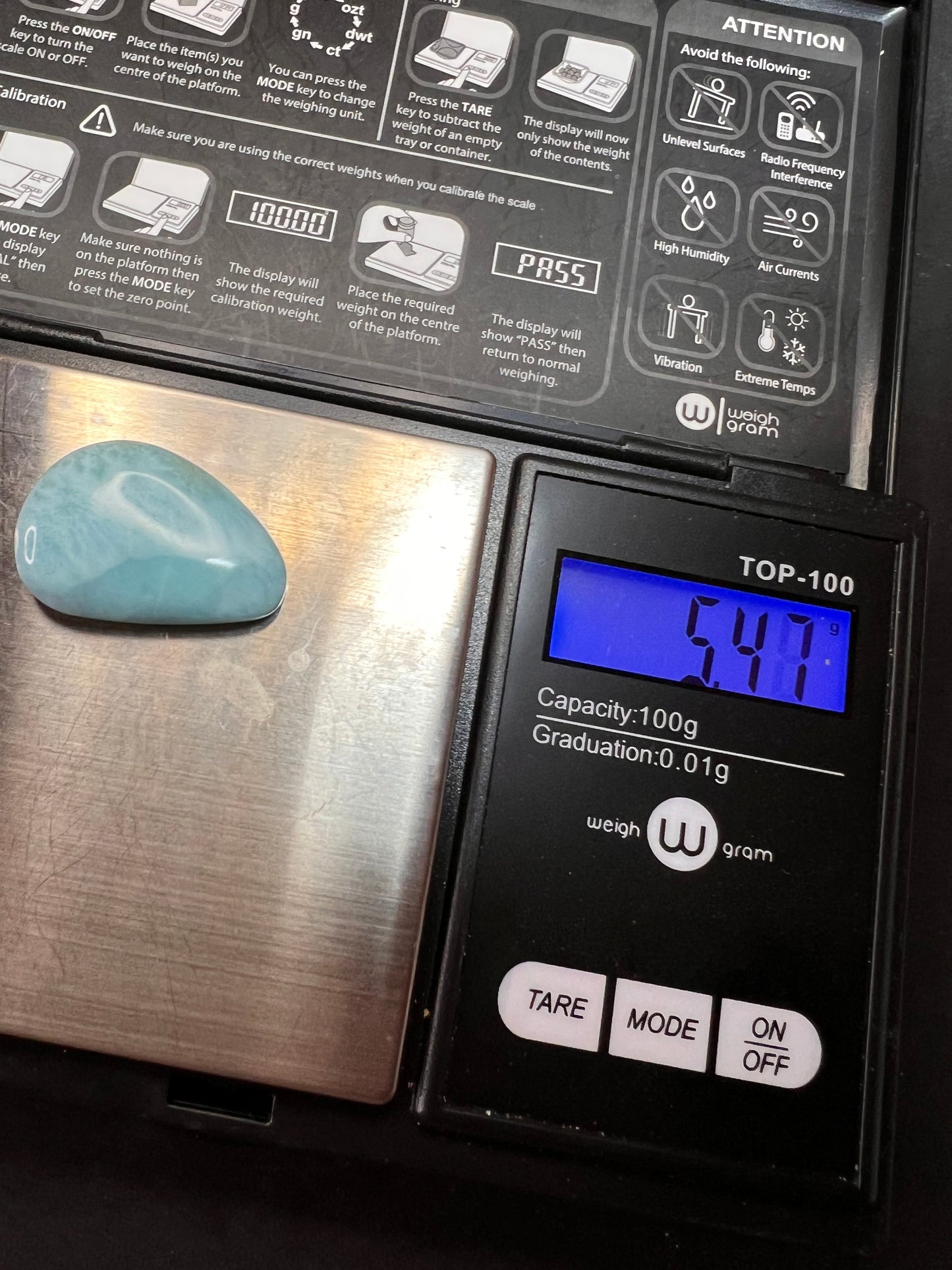 Larimar freeform cabochon 5.47 grams
