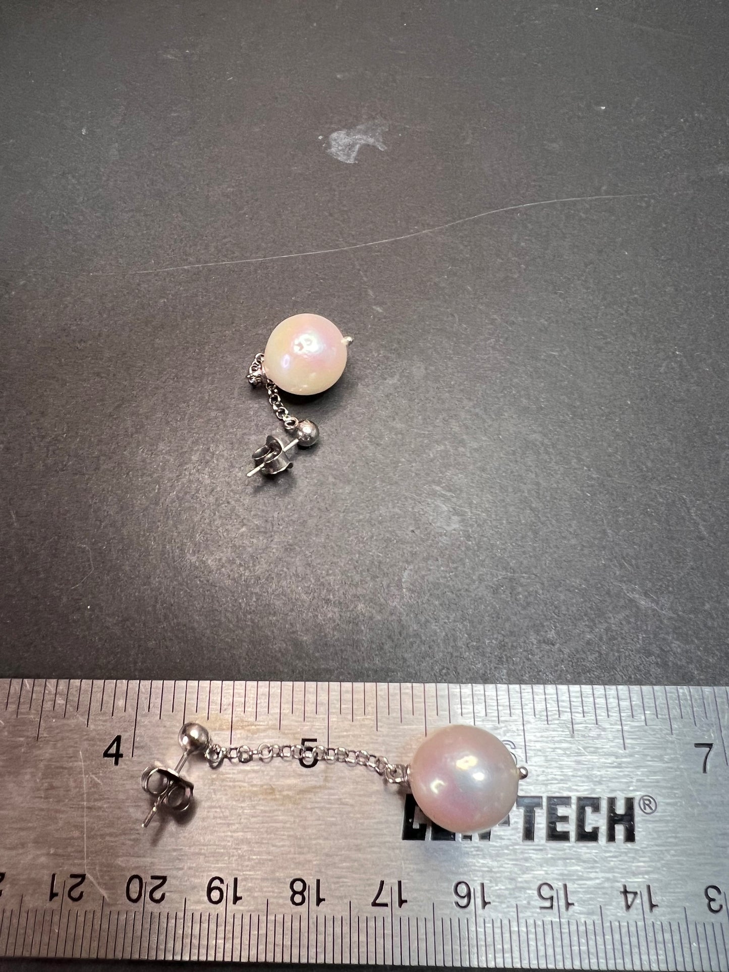 12mm white cultured pearl dangle earrings in sterling silver