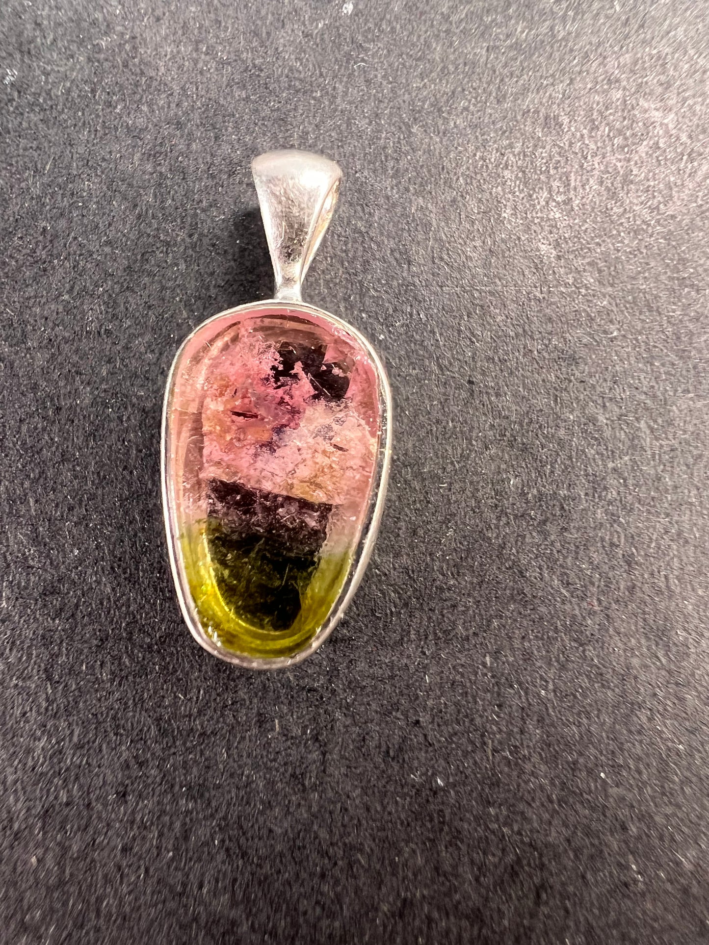 NEW Watermelon tourmaline sterling silver pendant 1.12 grams