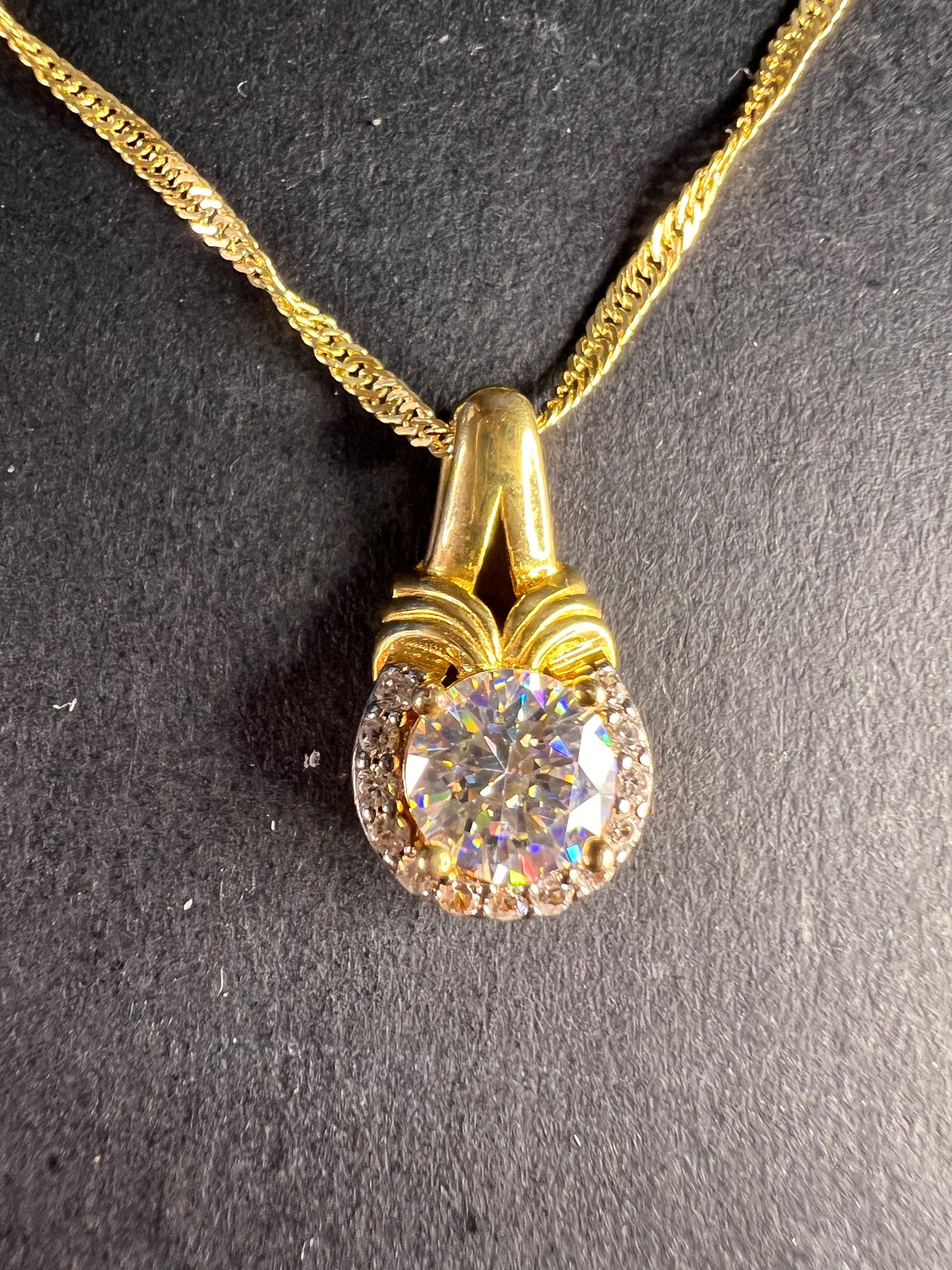 Strontium Titanate And White Zircon 18k Yellow Gold Over Sterling Silver Pendant With Chain 1.23ctw