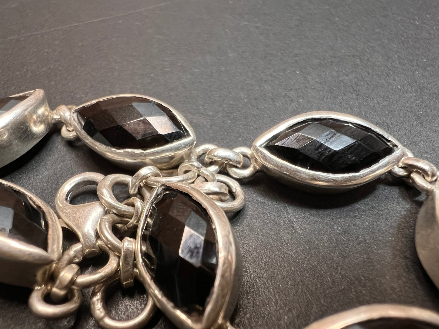 NEW Black onyx sterling silver 8 inch bracelet