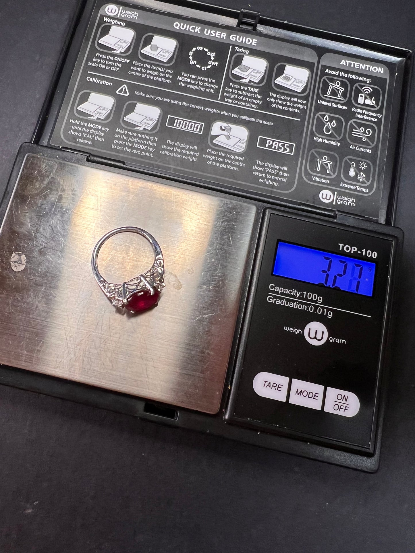 Vintage ruby sterling silver ring size 7