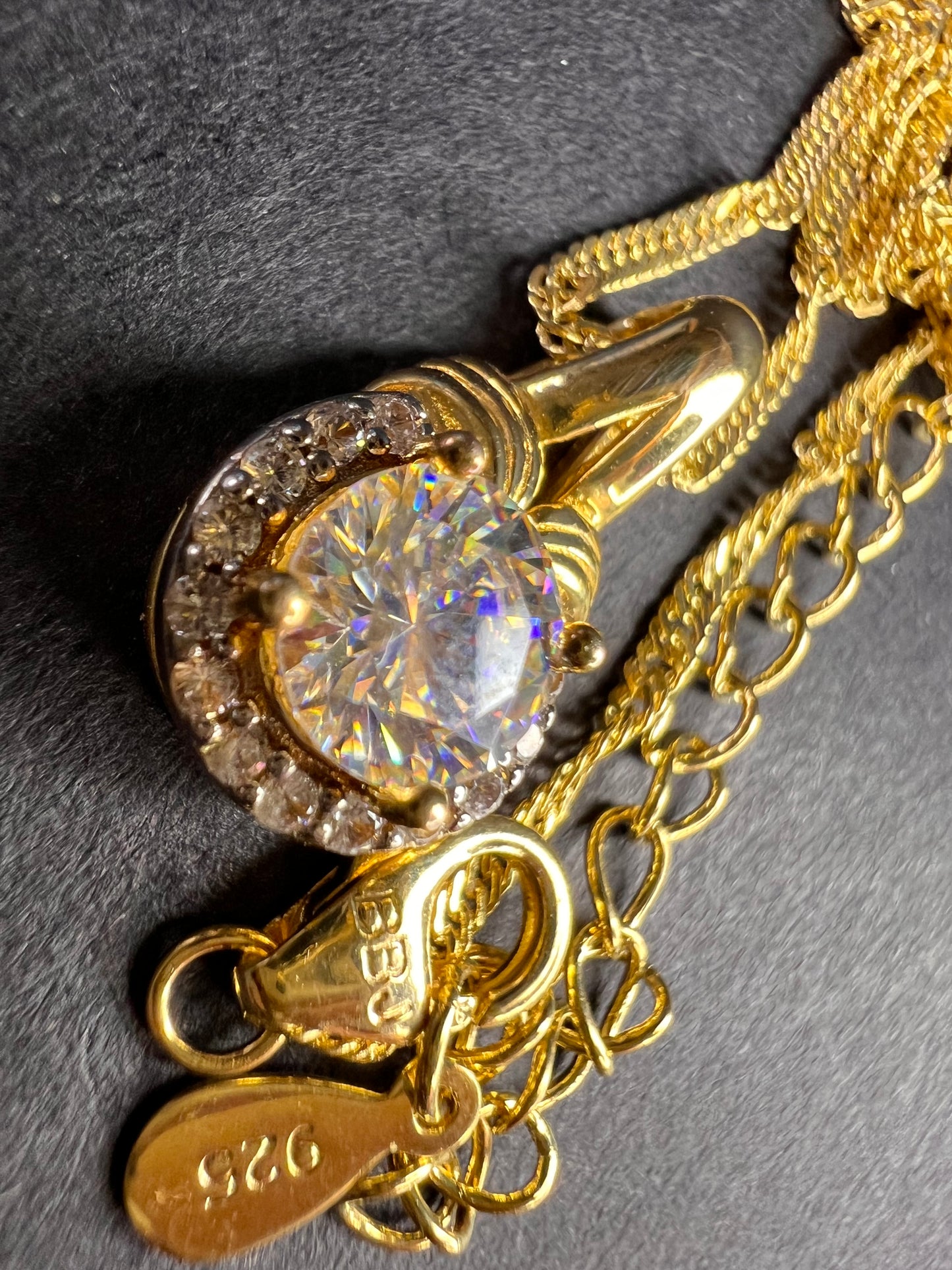 Strontium Titanate And White Zircon 18k Yellow Gold Over Sterling Silver Pendant With Chain 1.23ctw