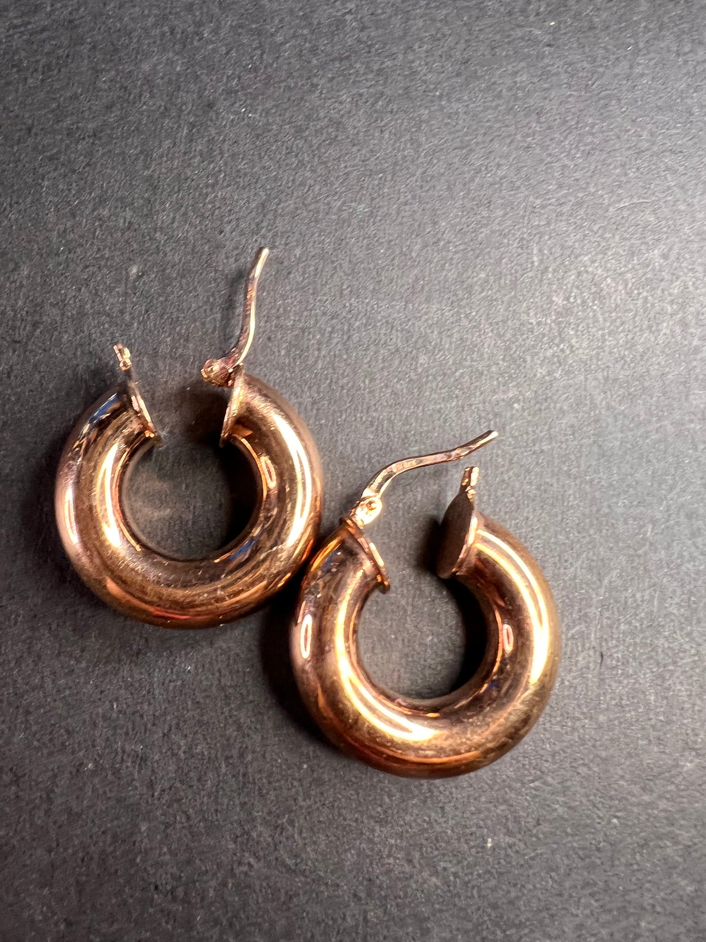 Rose gold over bronze hoop earrings