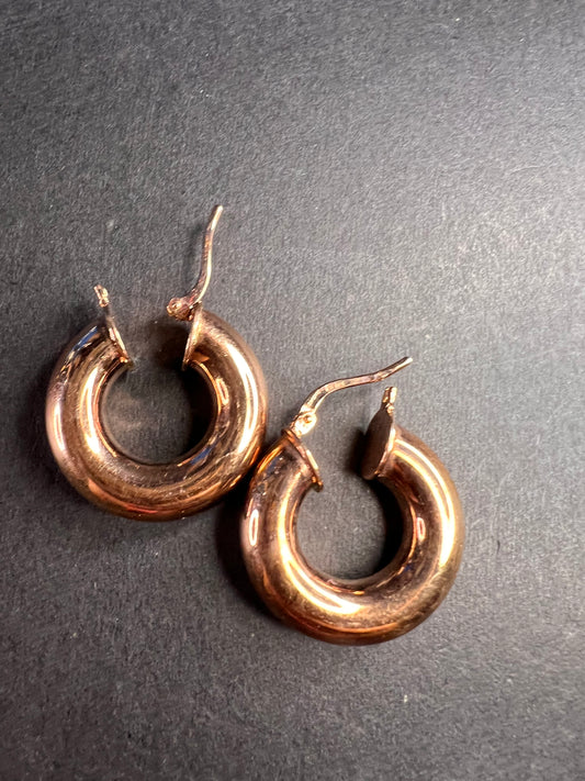 Rose gold over bronze hoop earrings